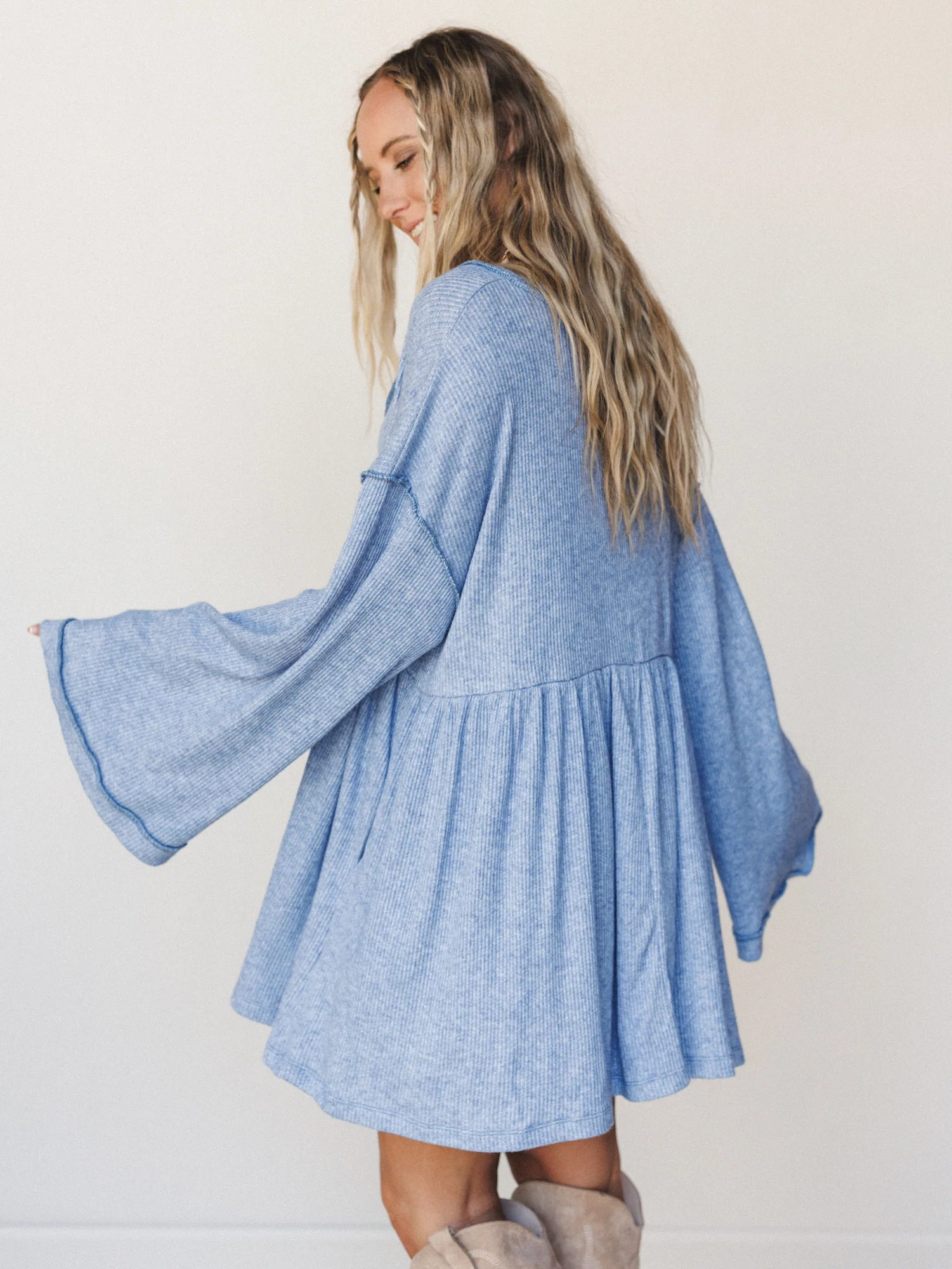The Nest Carefree Mini Dress - Two Tone Denim - Image 2