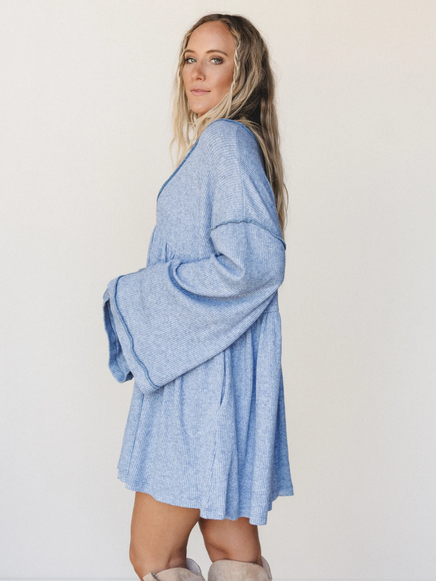 The Nest Carefree Mini Dress - Two Tone Denim - Image 6