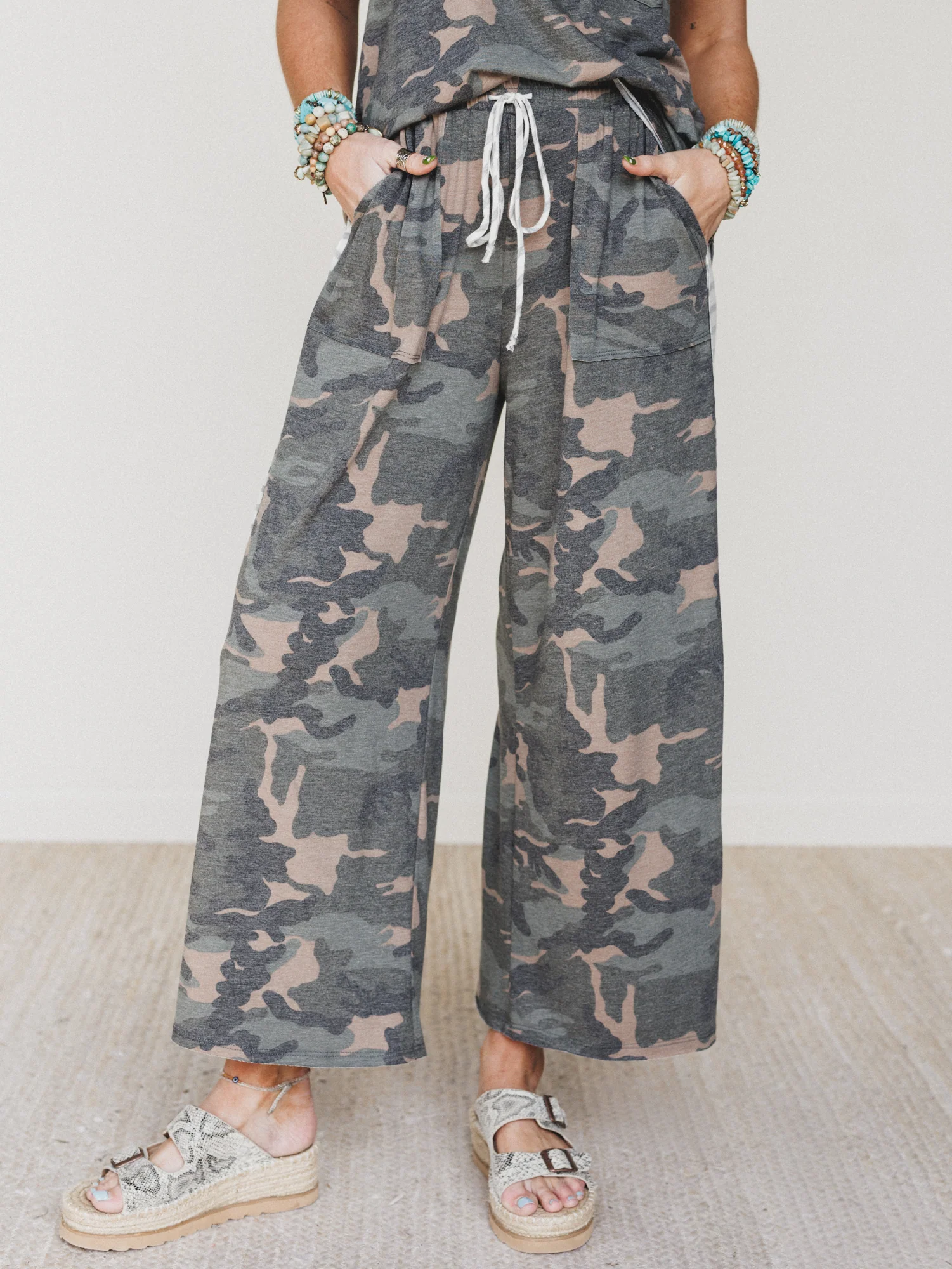 The Nest Casual Wanderer Wide Leg Pant - Olive Charcoal - Pre Order
