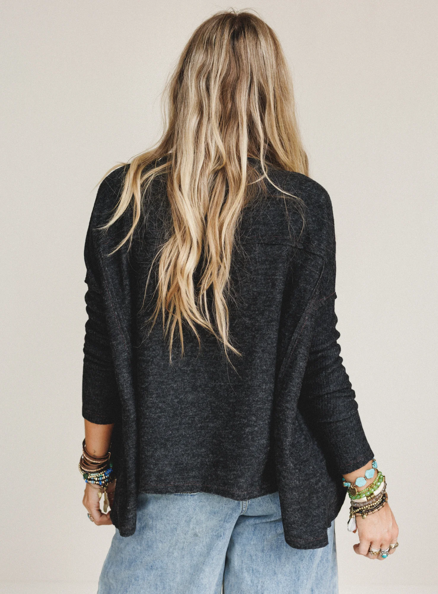 The Nest Cozy Up Crochet Top - Charcoal - Image 4