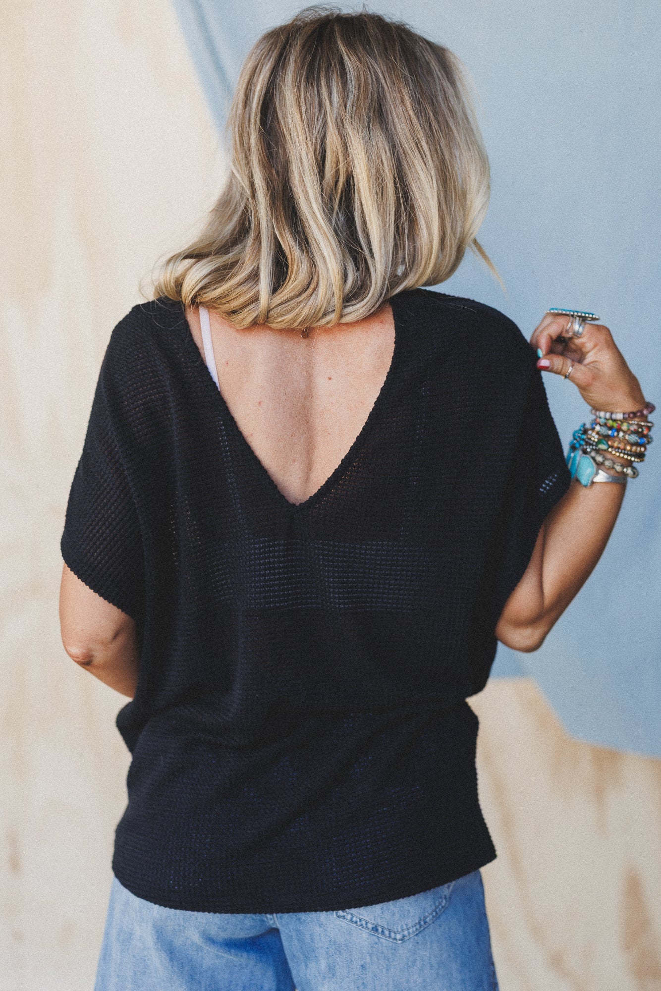 The Nest Cruising V Neck Top - Black - Image 6