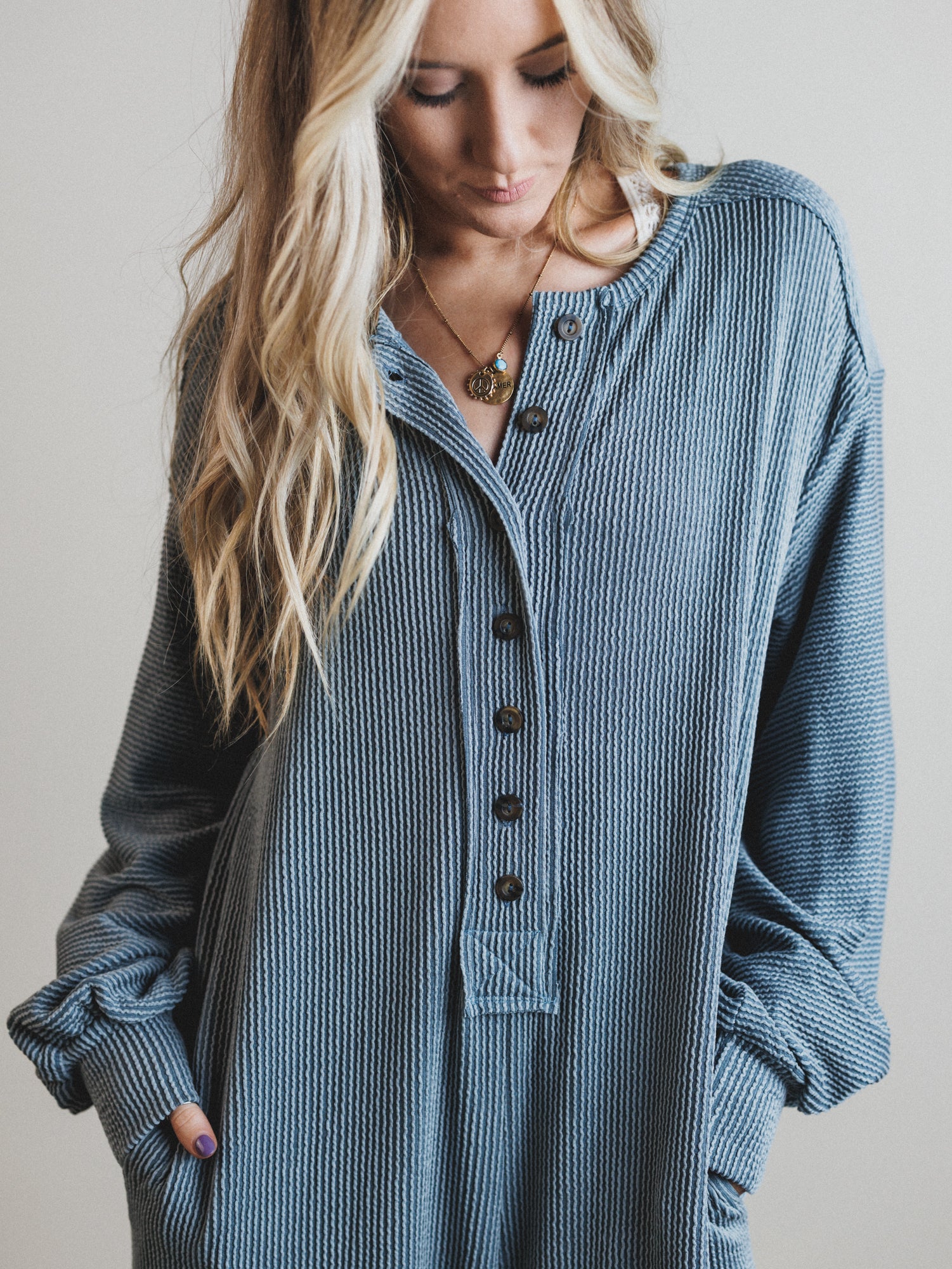 The Nest Daphne Textured Long Sleeve Jumpsuit - Seafoam - Image 4