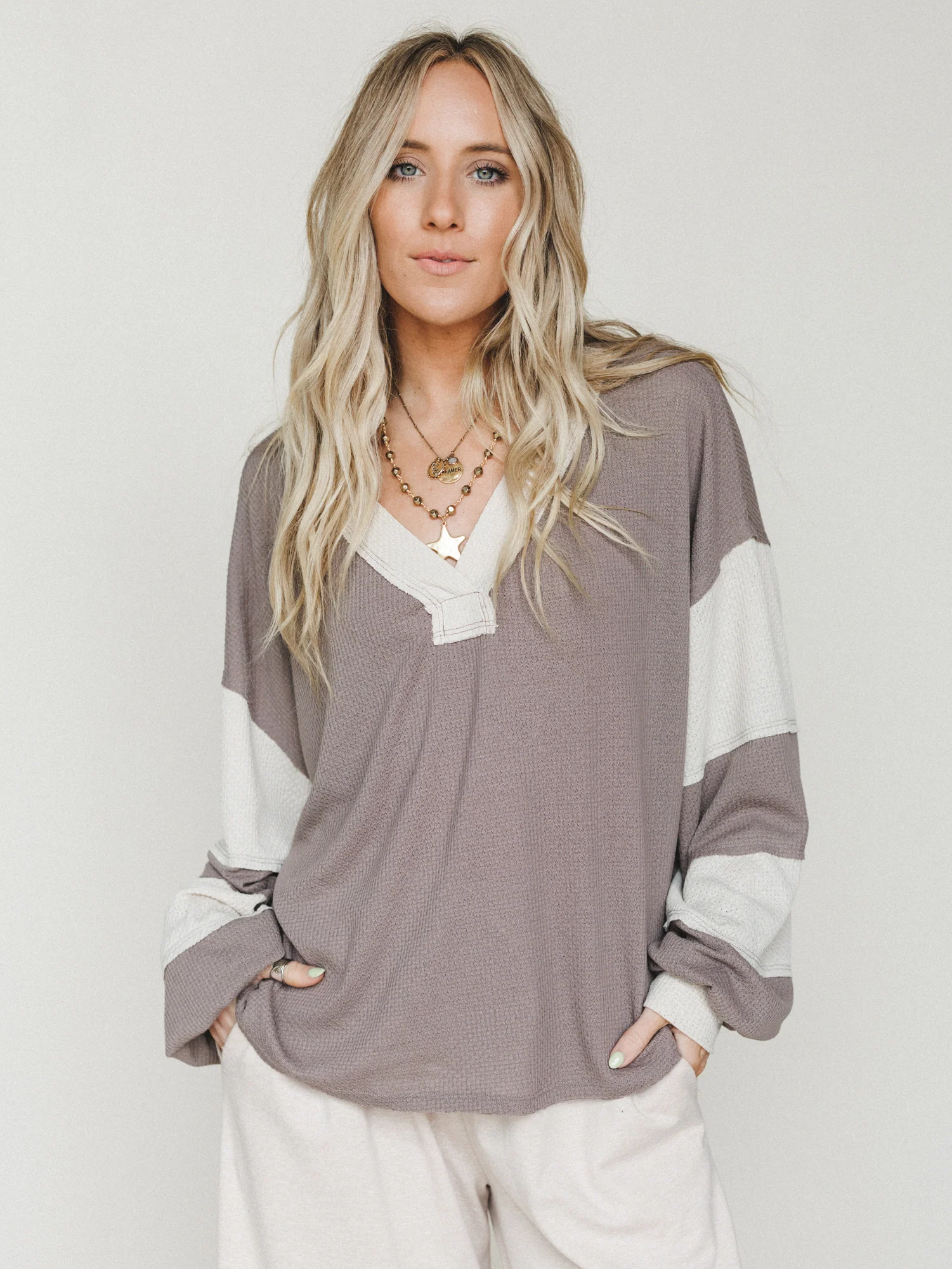 The Nest Elena Long Sleeve Top - Mocha Beige - Image 2