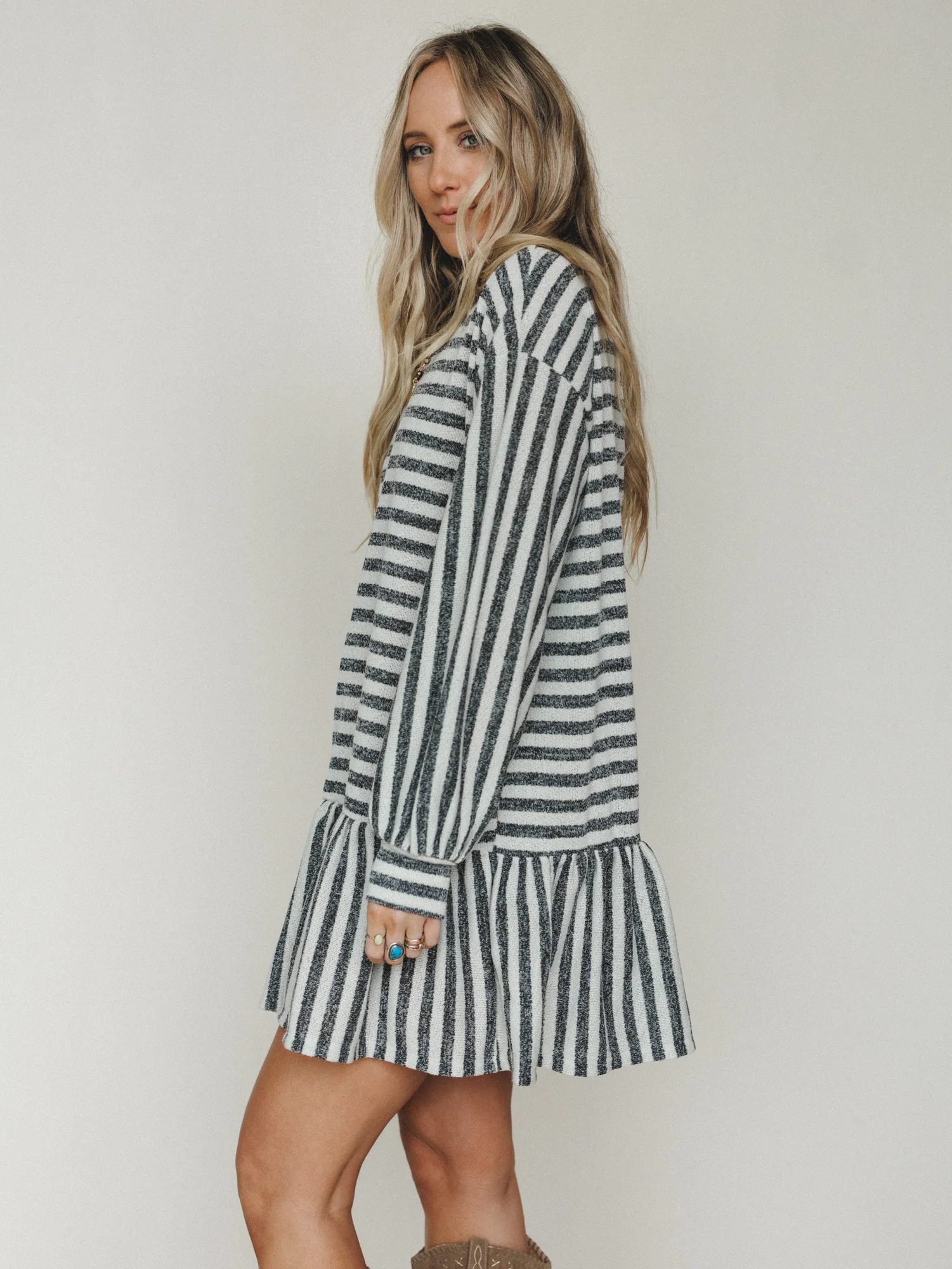 The Nest Endless Love Cuff Sleeve Dress - Natural Black - Image 5