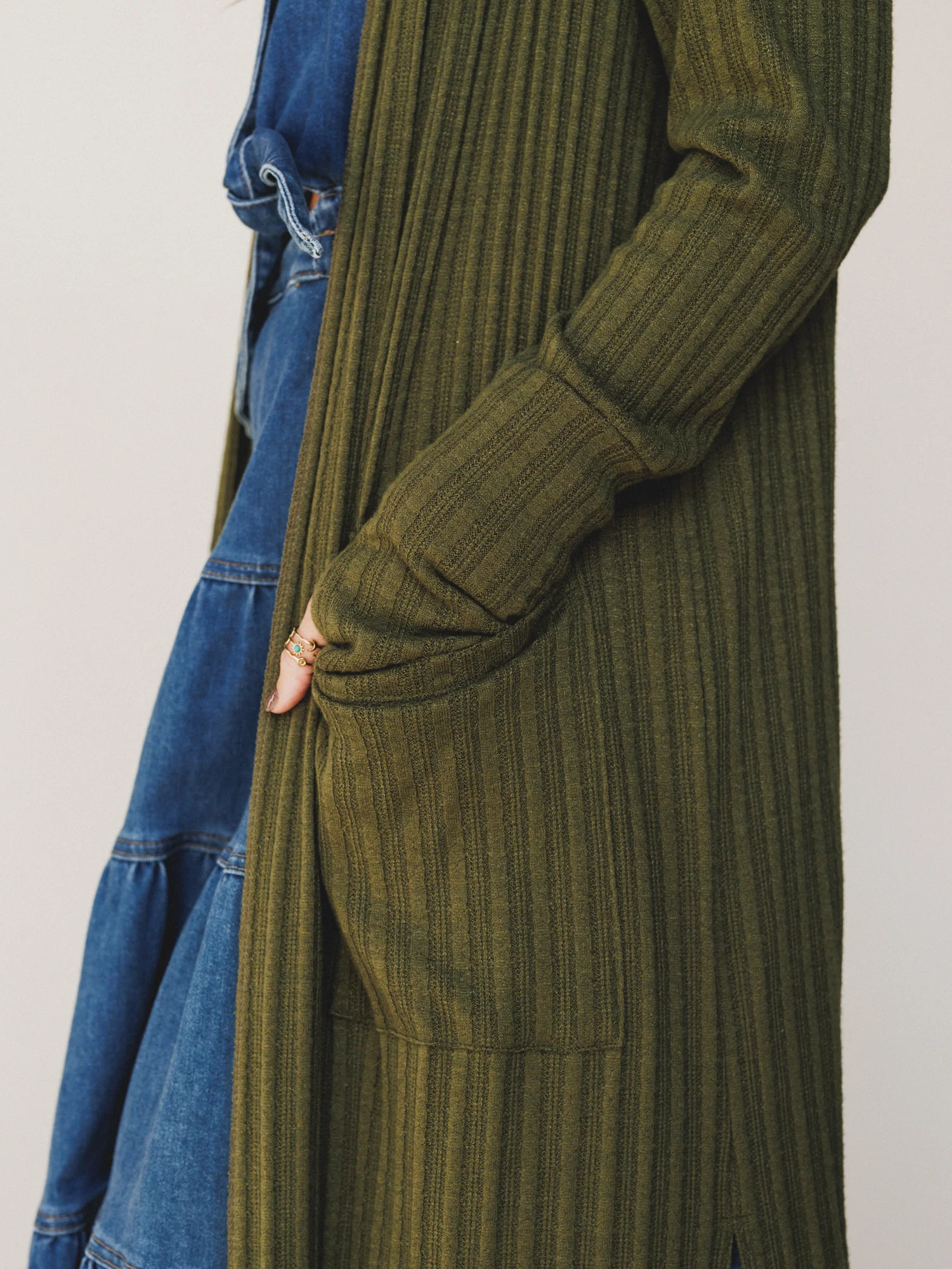 The Nest Finishing Touch Duster Cardigan - Olive - Image 4