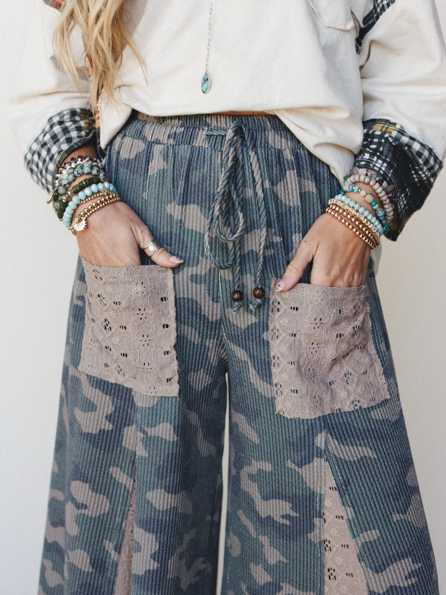The Nest Let's Party Wide Leg Pants - Army - Image 3