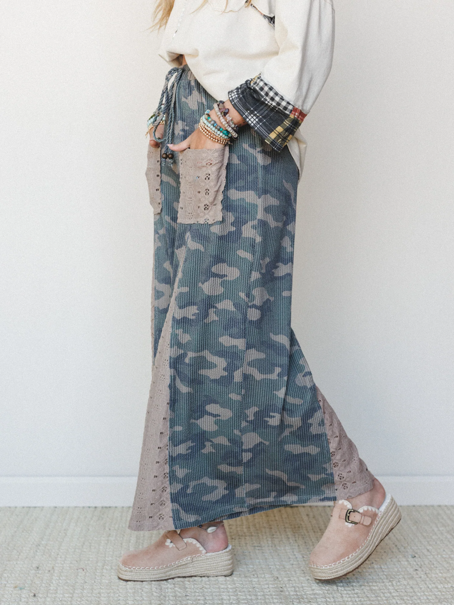 The Nest Let's Party Wide Leg Pants - Army - Image 4