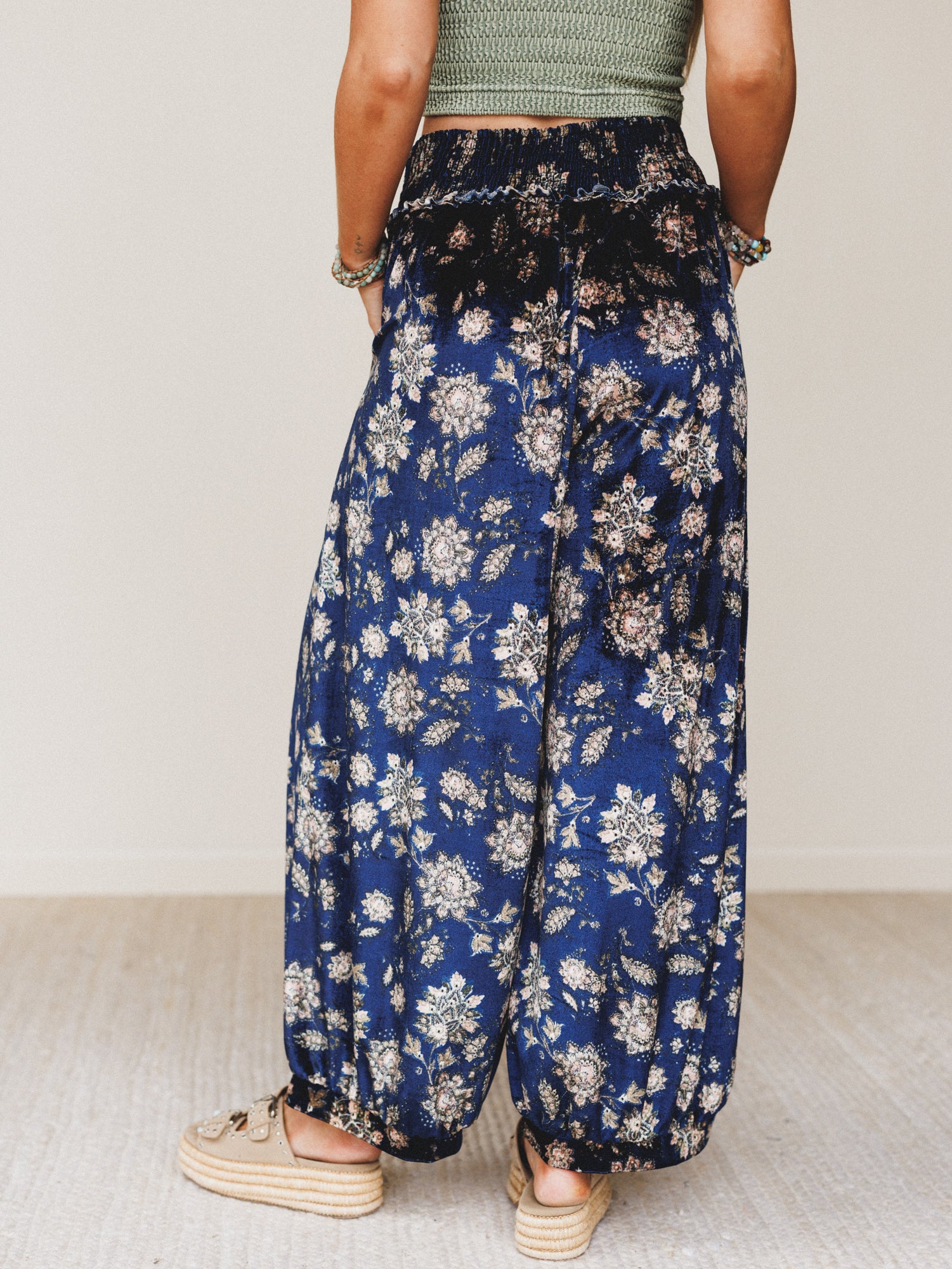 The Nest Gather Together Velvet Wide Leg Pants - Navy - Image 6