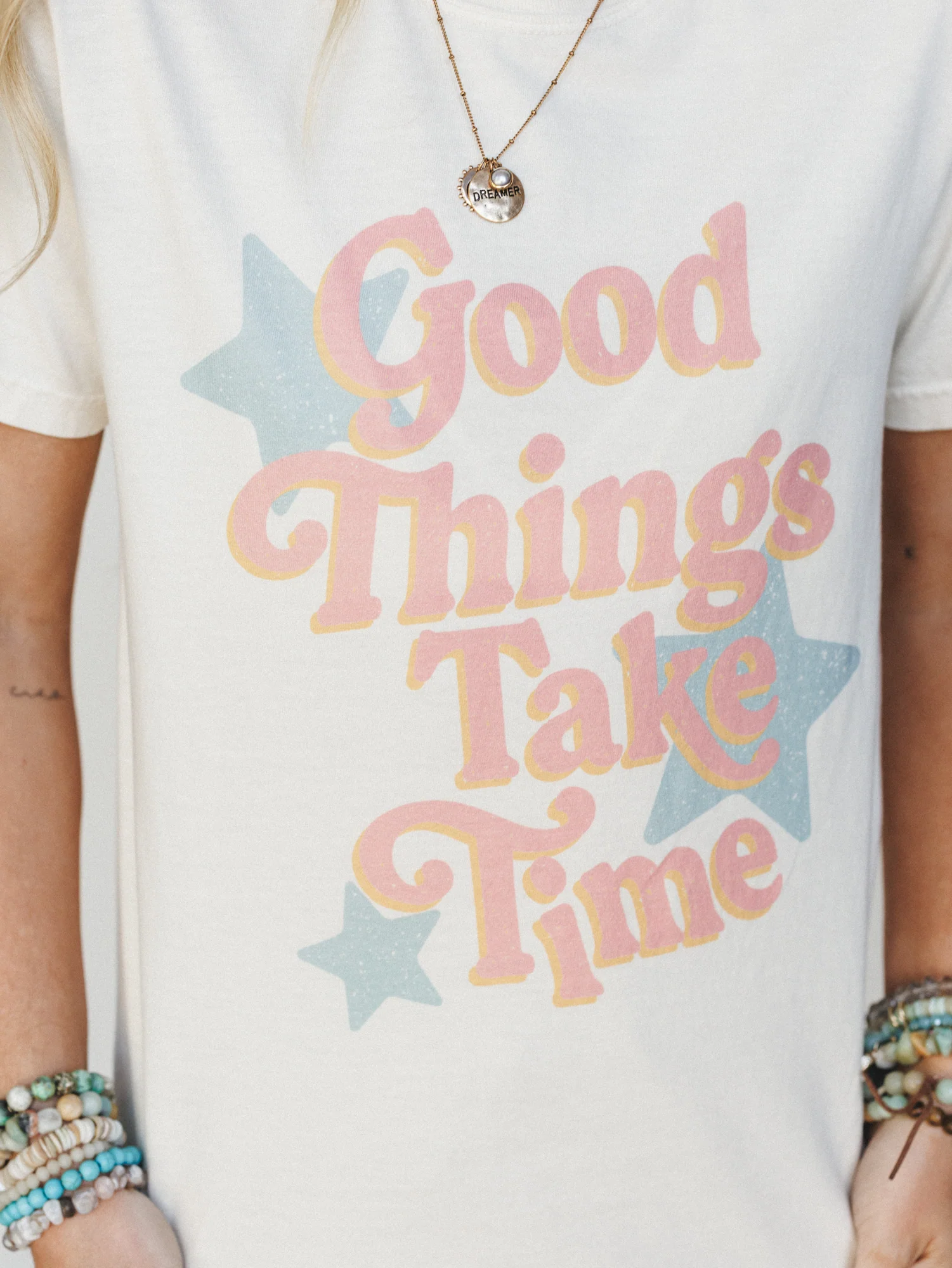 The Nest Good Things Take Time Graphic Tee - Ivory - Image 2