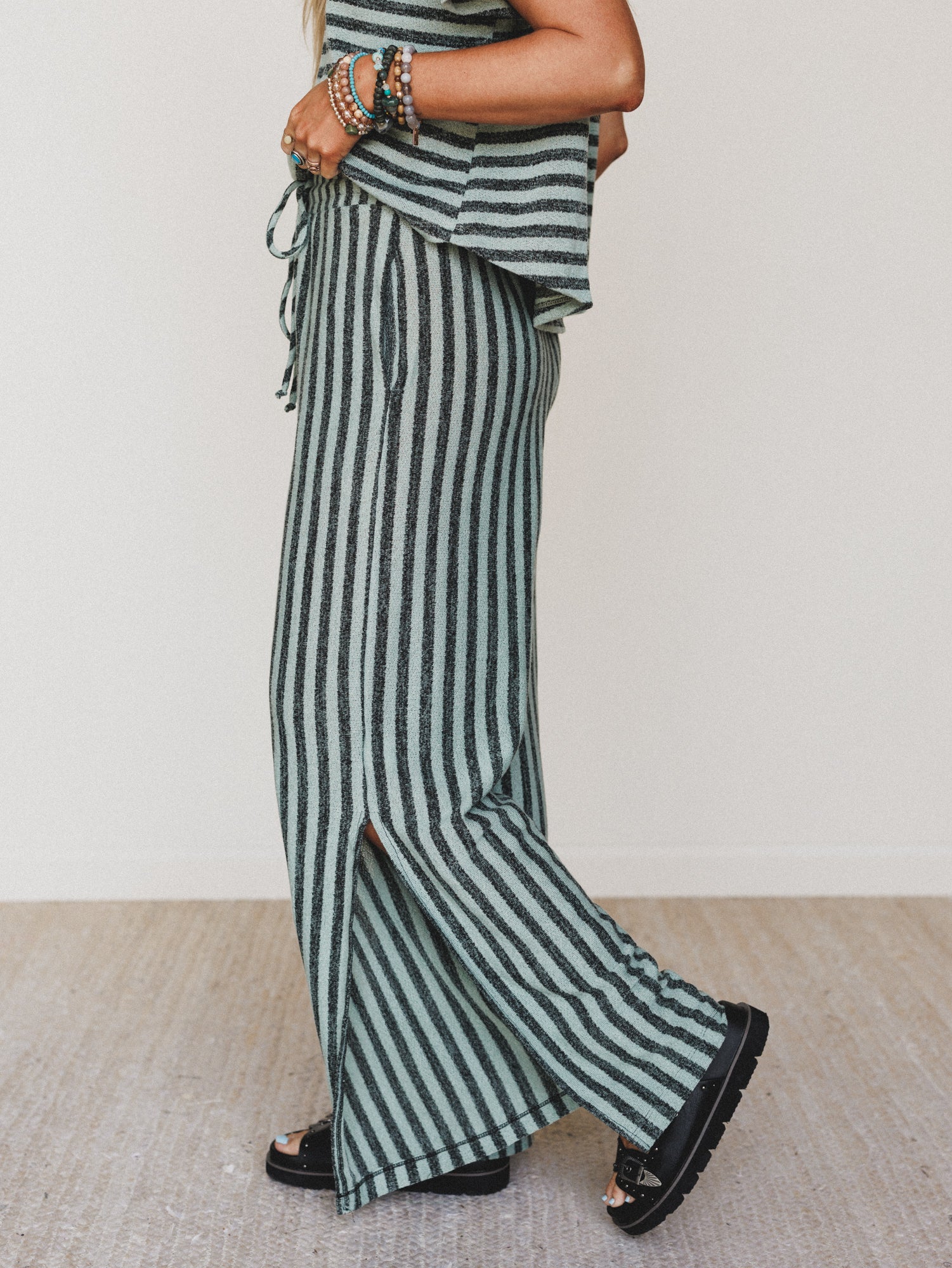 The Nest Ibiza Breeze Drawstring Pants - Sage Black - Image 2