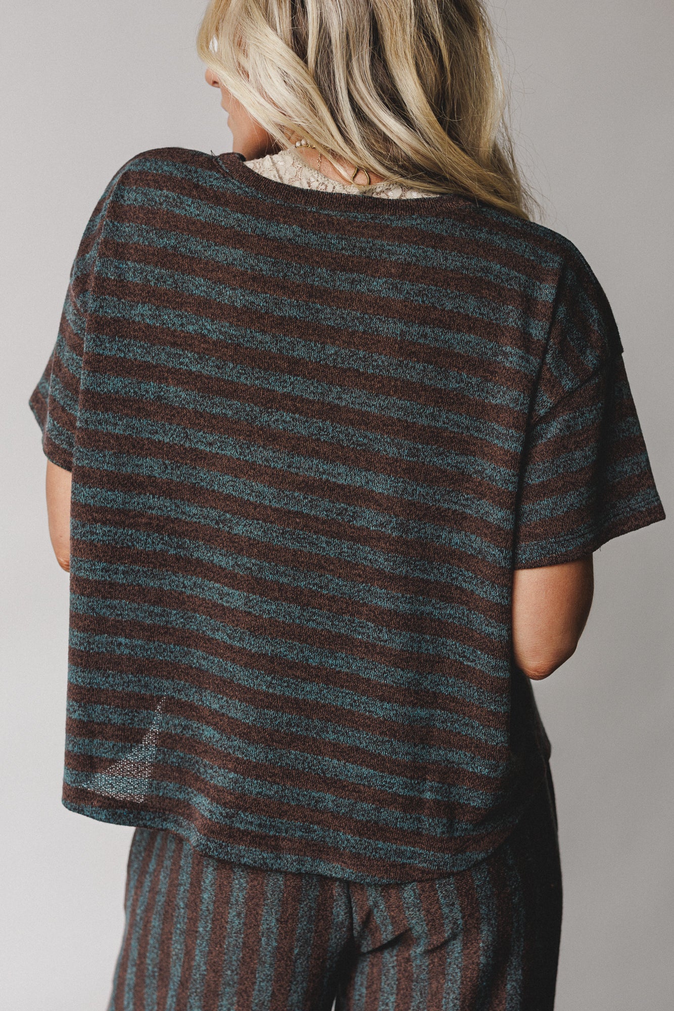 The Nest Ibiza Breeze Striped Top - Mint Brown - Image 4