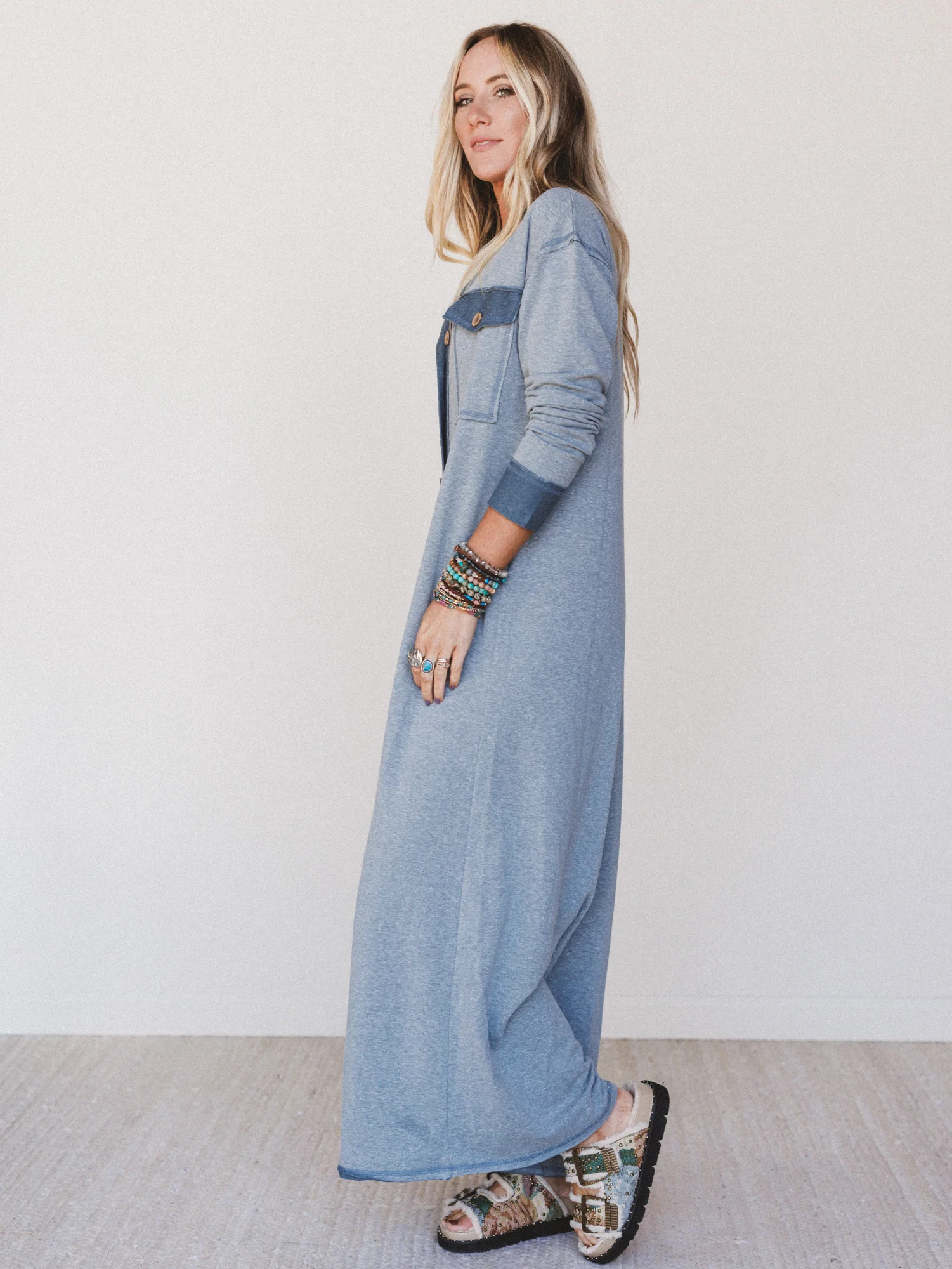 The Nest Jodi Long Sleeve Jumpsuit - Teal - Image 4