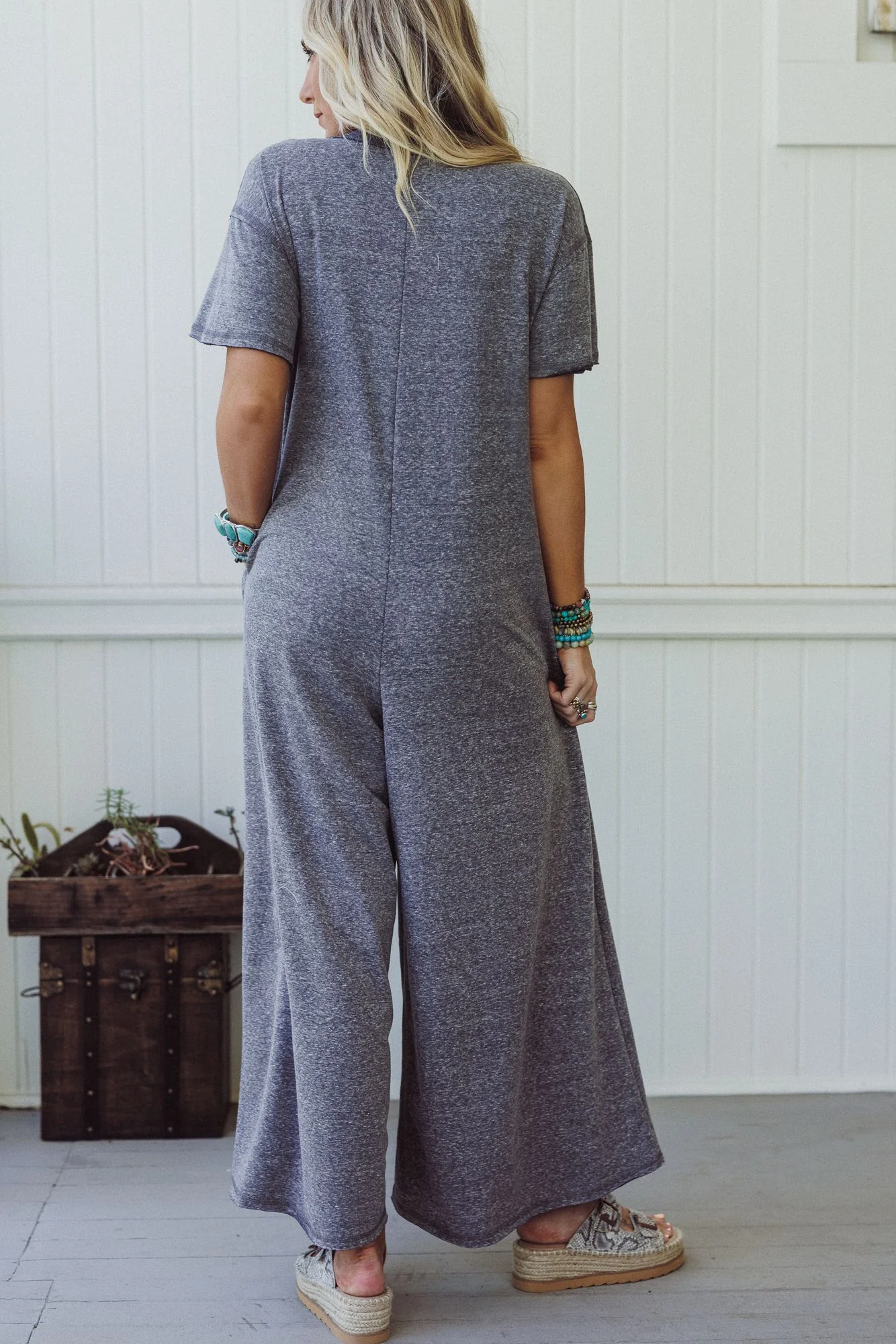 The Nest Jodi Short Sleeve Jumpsuit - Charcoal - Image 5