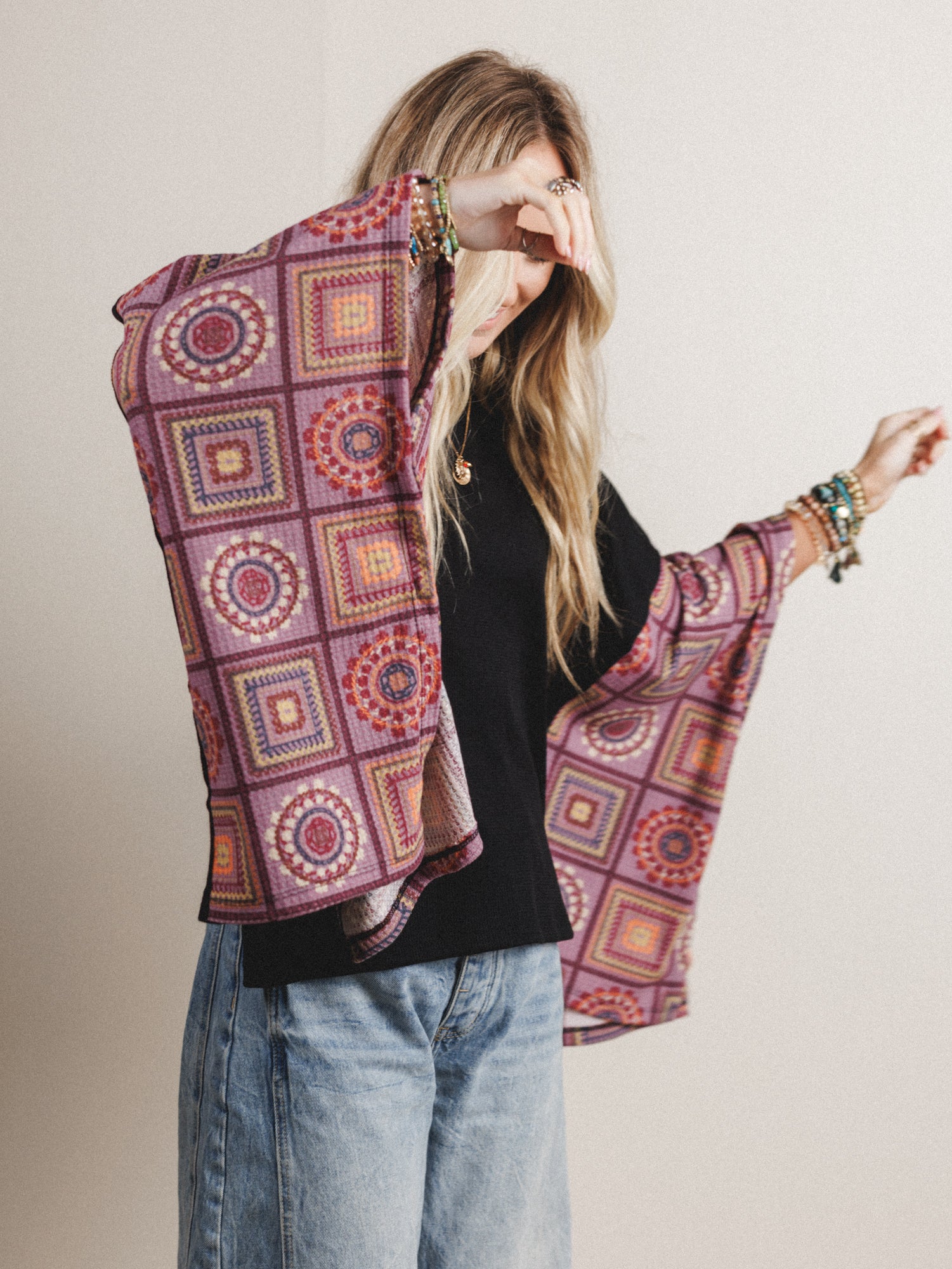 The Nest Kaleidoscope Dreams Poncho Top - Black - Image 4