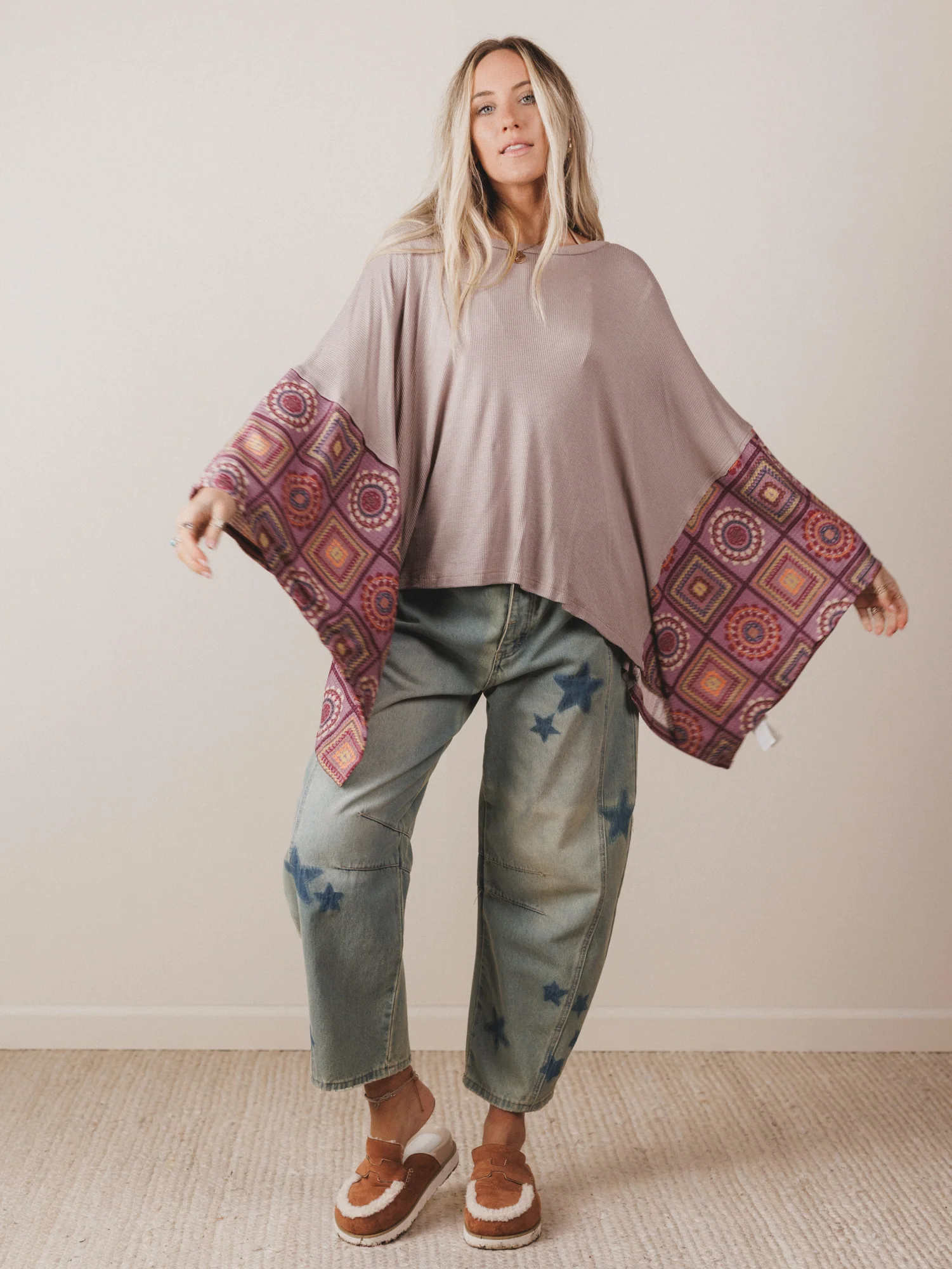 The Nest Kaleidoscope Dreams Poncho Top - Dark Mocha - Image 3