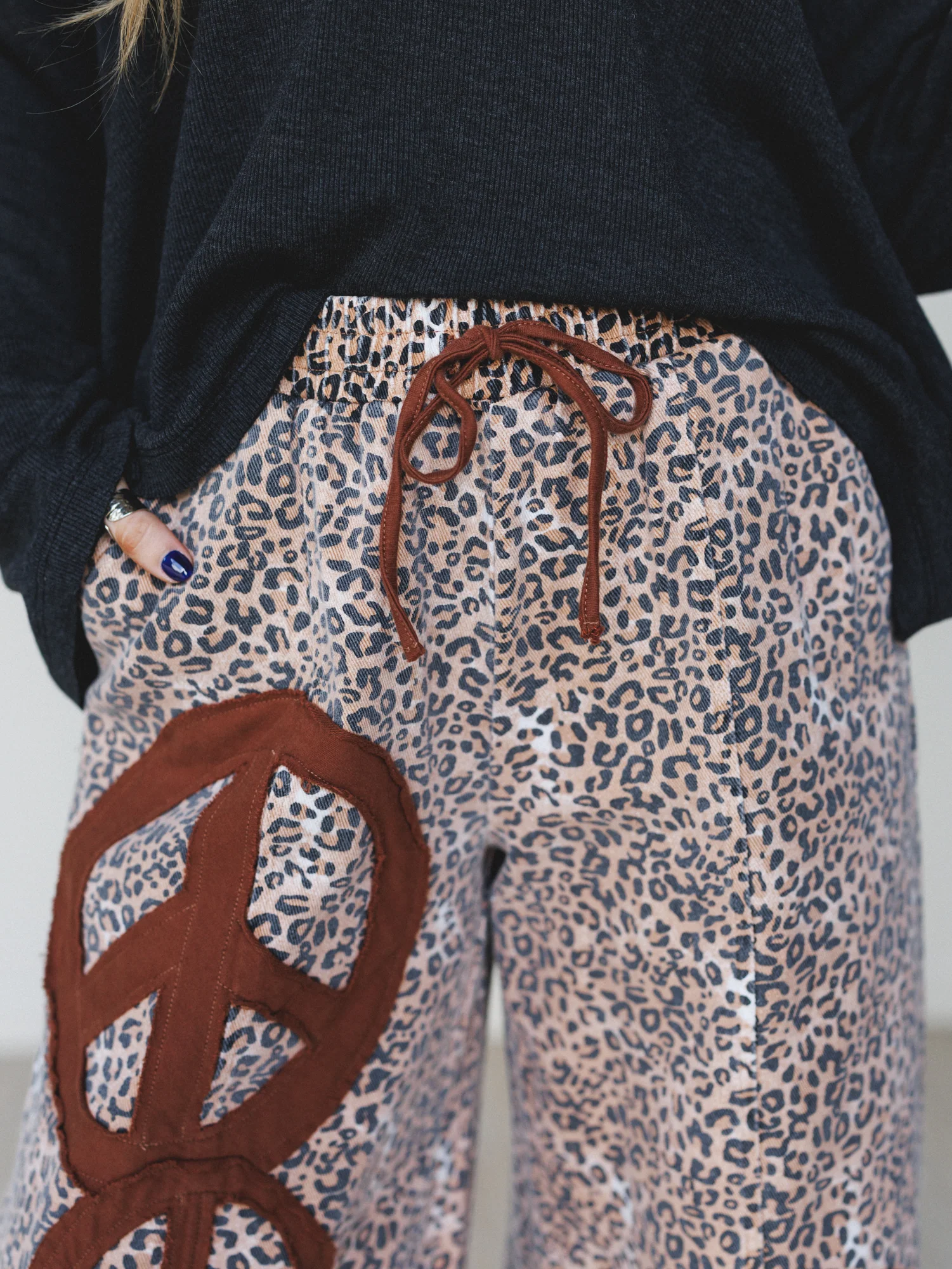 The Nest Laurel Lee Patchwork Pants - Taupe Leopard - Image 5