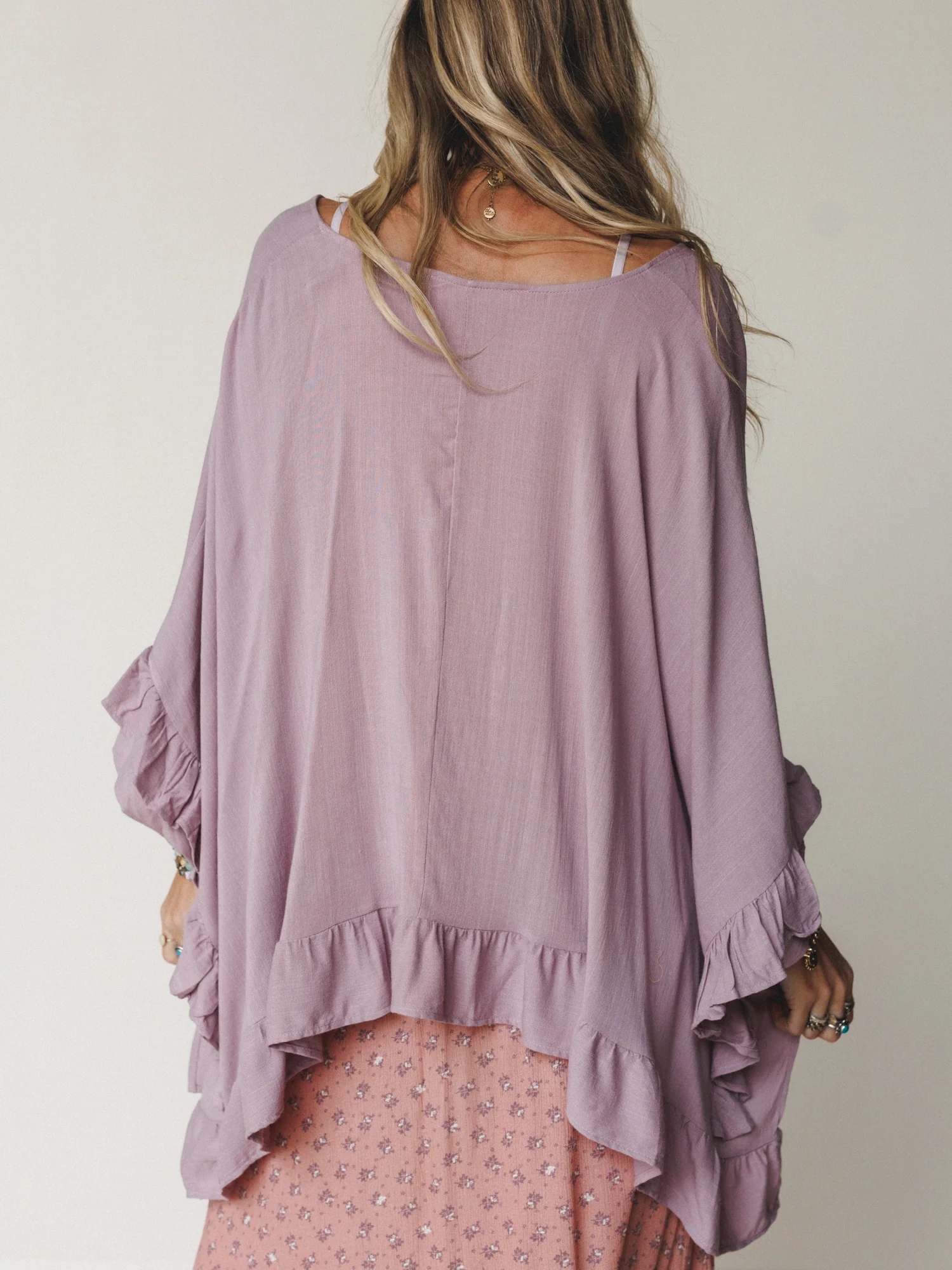 The Nest Let Me Ruffled Poncho Top - Pale Plum - Image 7