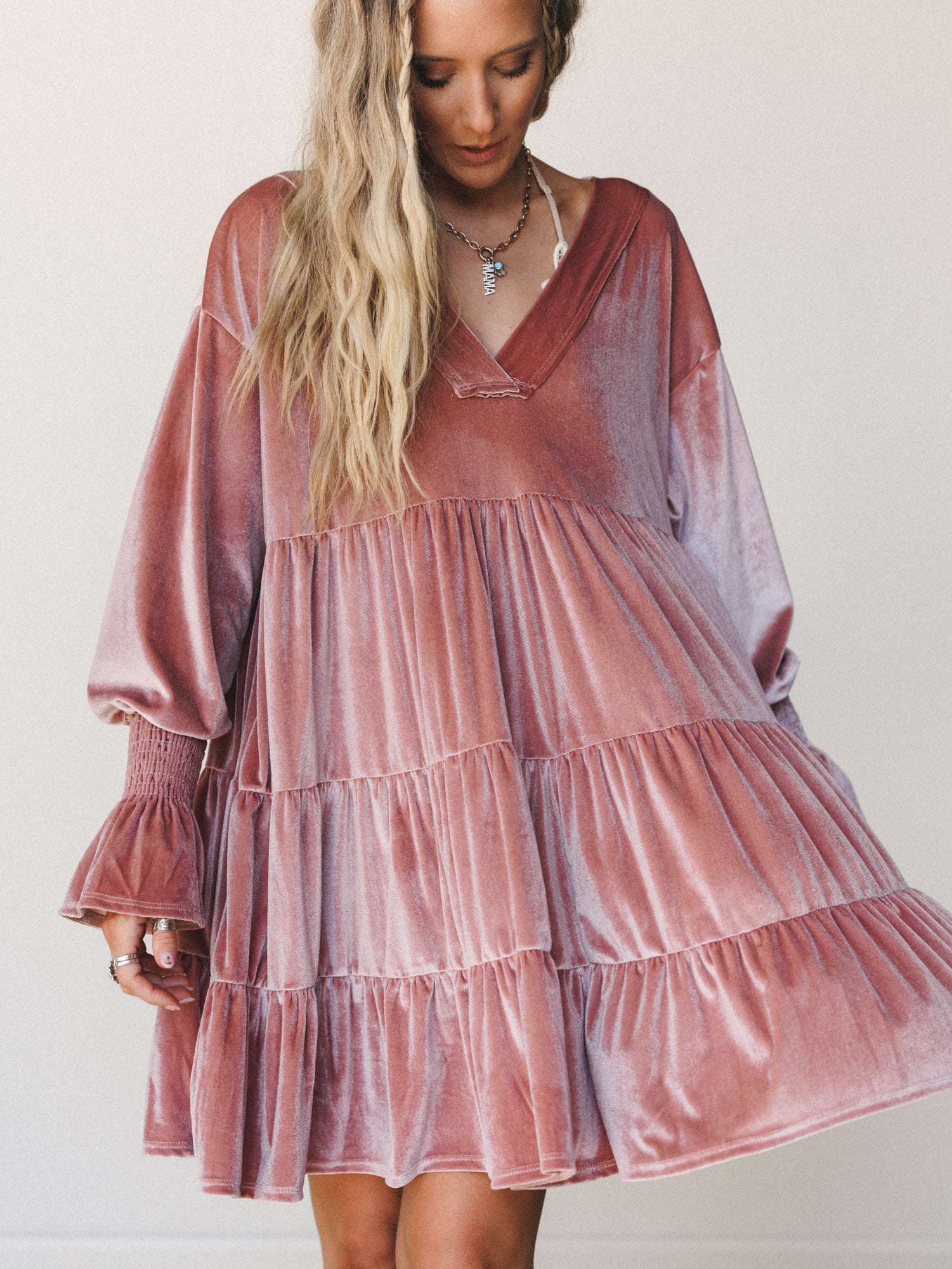 The Nest Maddie Velvet Dress - Dusty Mauve - Image 2