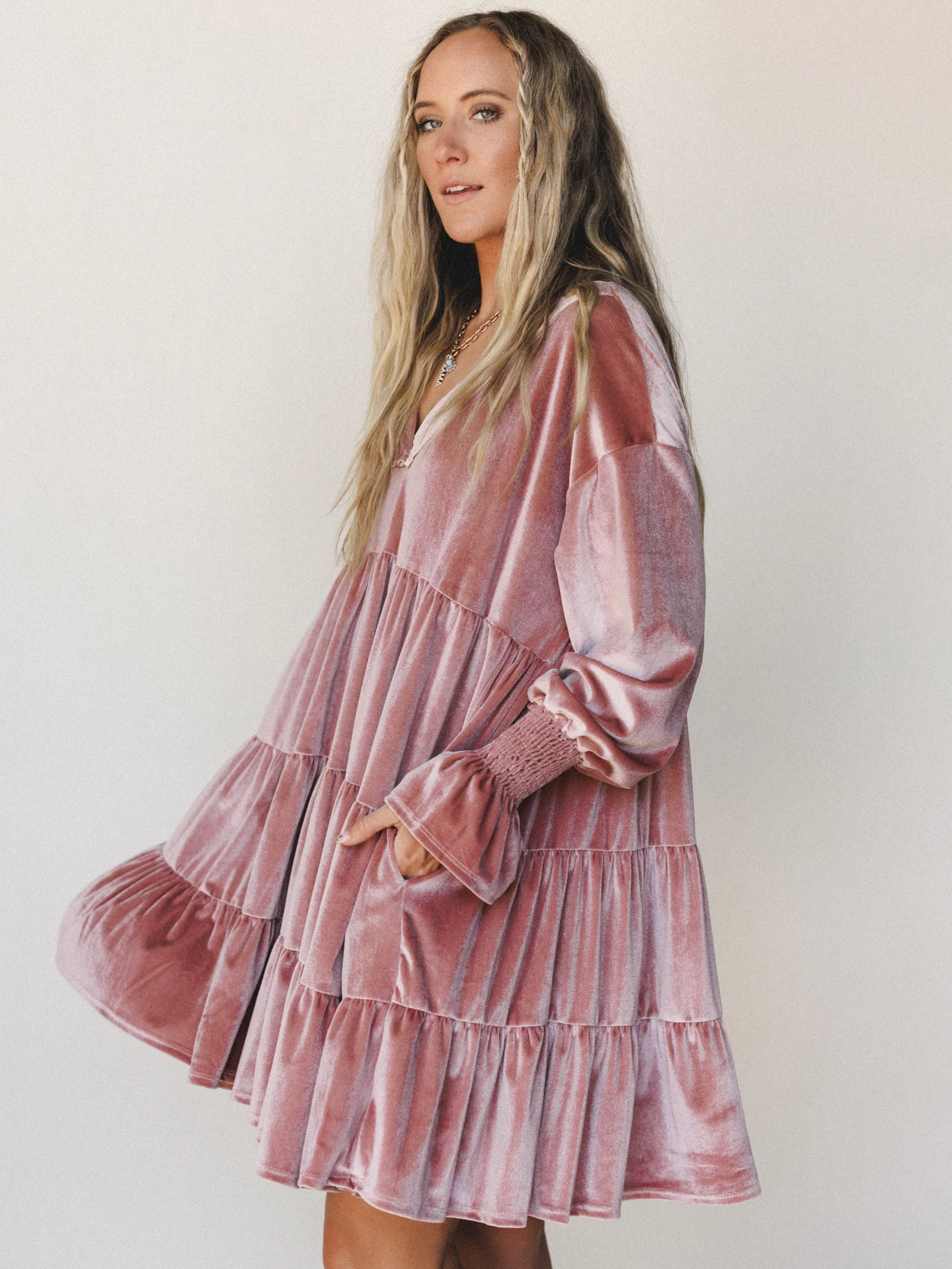 The Nest Maddie Velvet Dress - Dusty Mauve - Image 5
