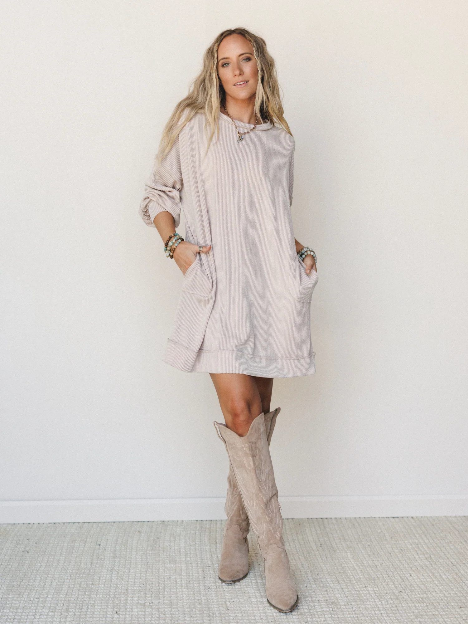 The Nest Moon Glow Long Sleeve Dress - Cream - Image 2