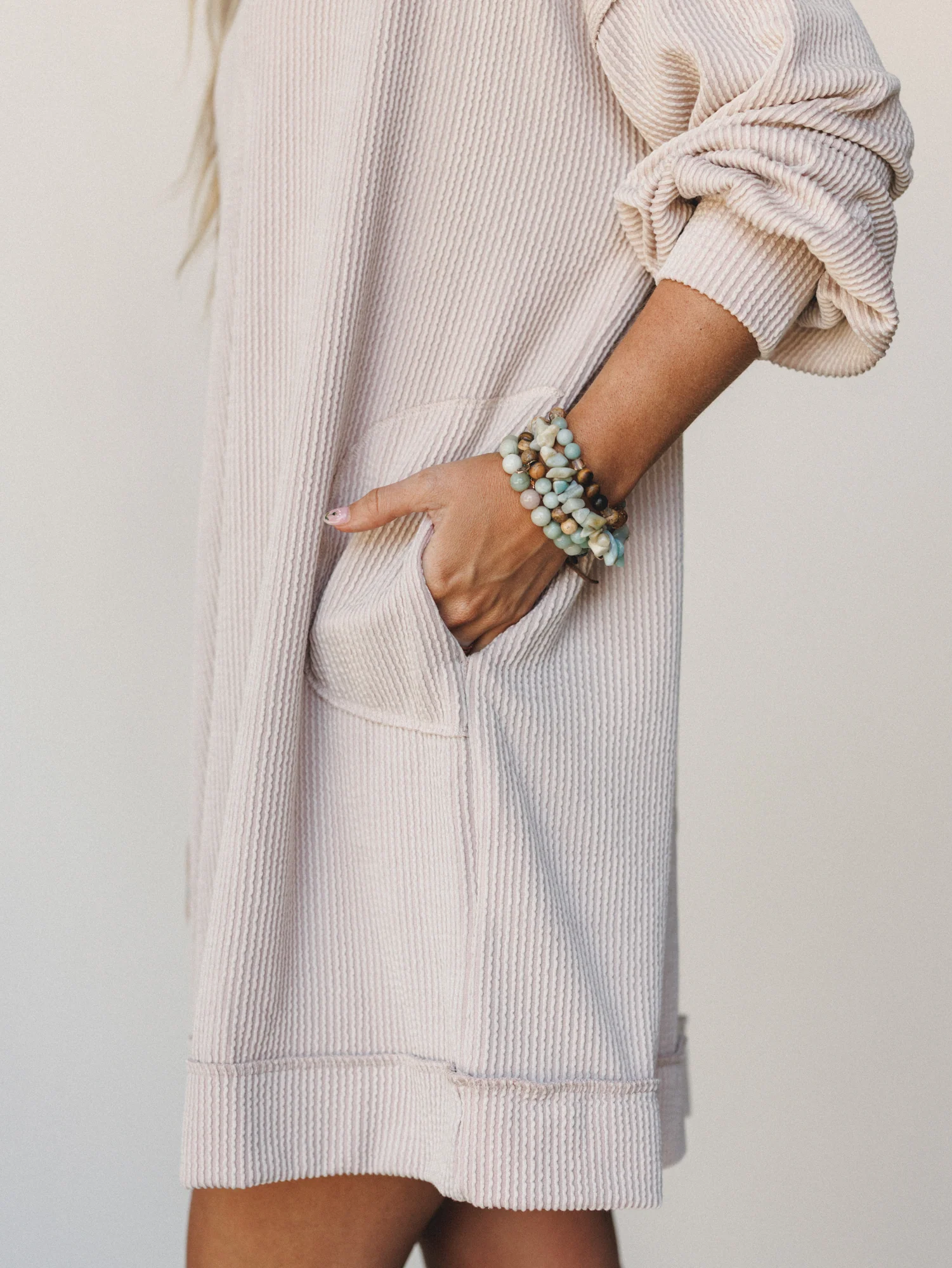 The Nest Moon Glow Long Sleeve Dress - Cream - Image 3