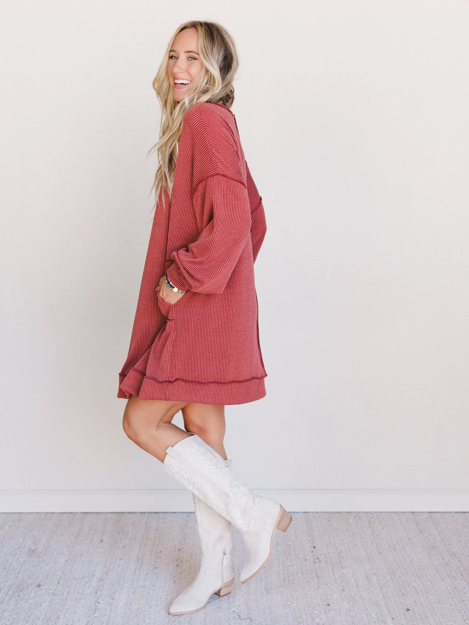 The Nest Moon Glow Long Sleeve Dress - Rust - Image 3