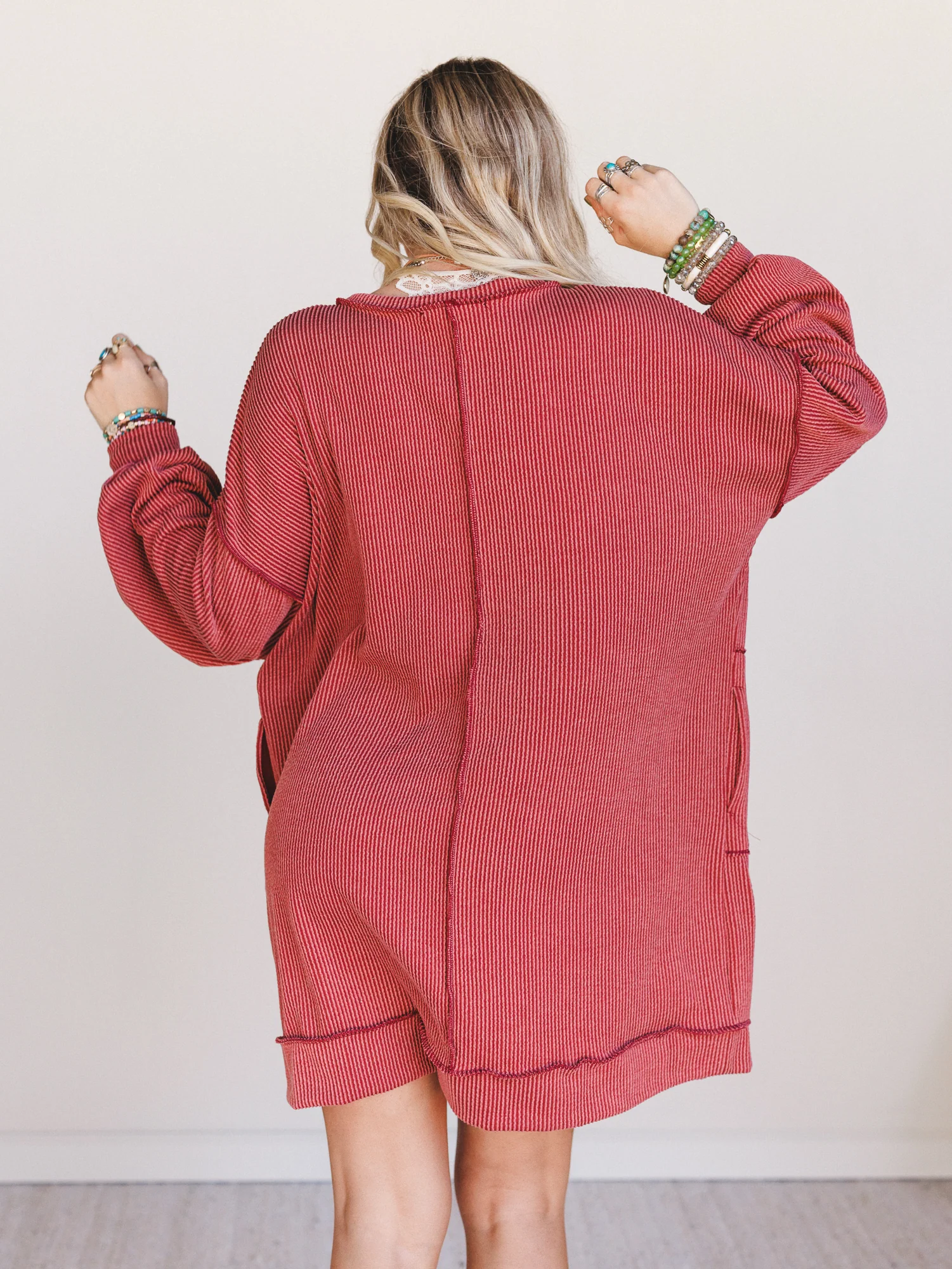 The Nest Moon Glow Long Sleeve Dress - Rust - Image 4