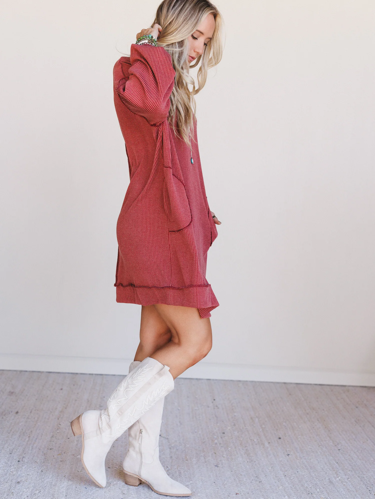 The Nest Moon Glow Long Sleeve Dress - Rust - Image 5