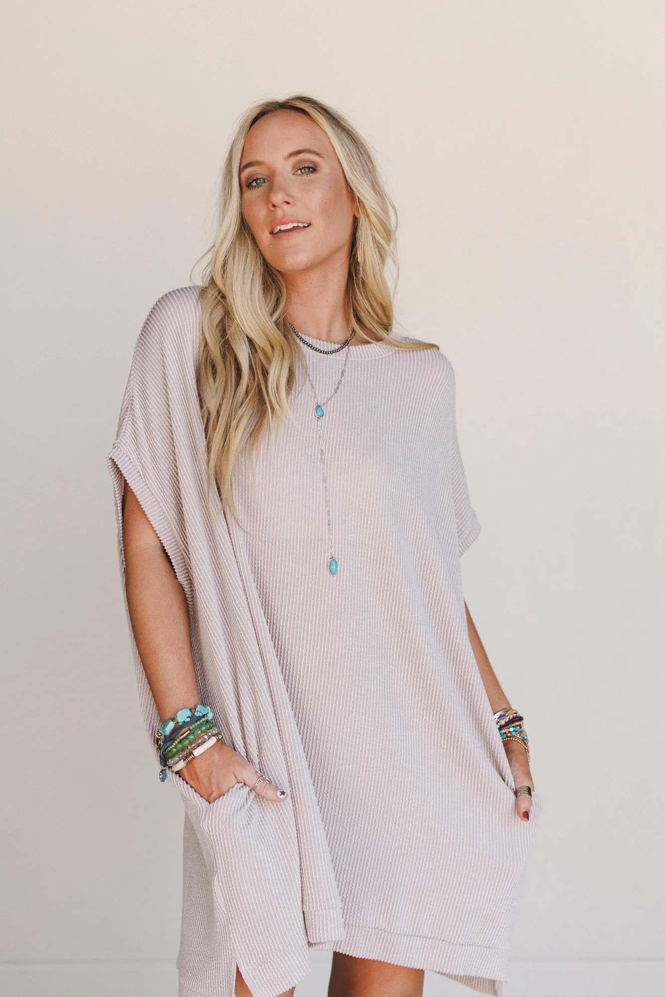 The Nest Moon Glow Texture Dress - Oat - Image 2