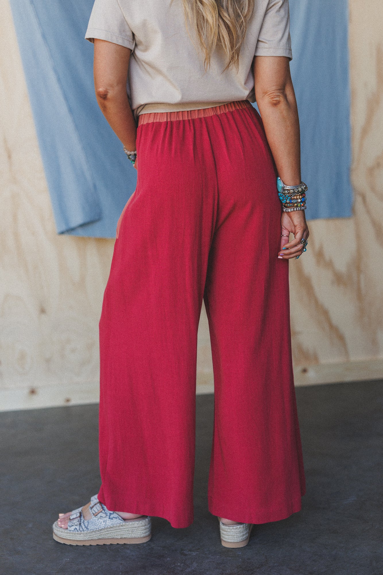The Nest No Rush Wide Leg Pants - Terracotta Multi - Image 5