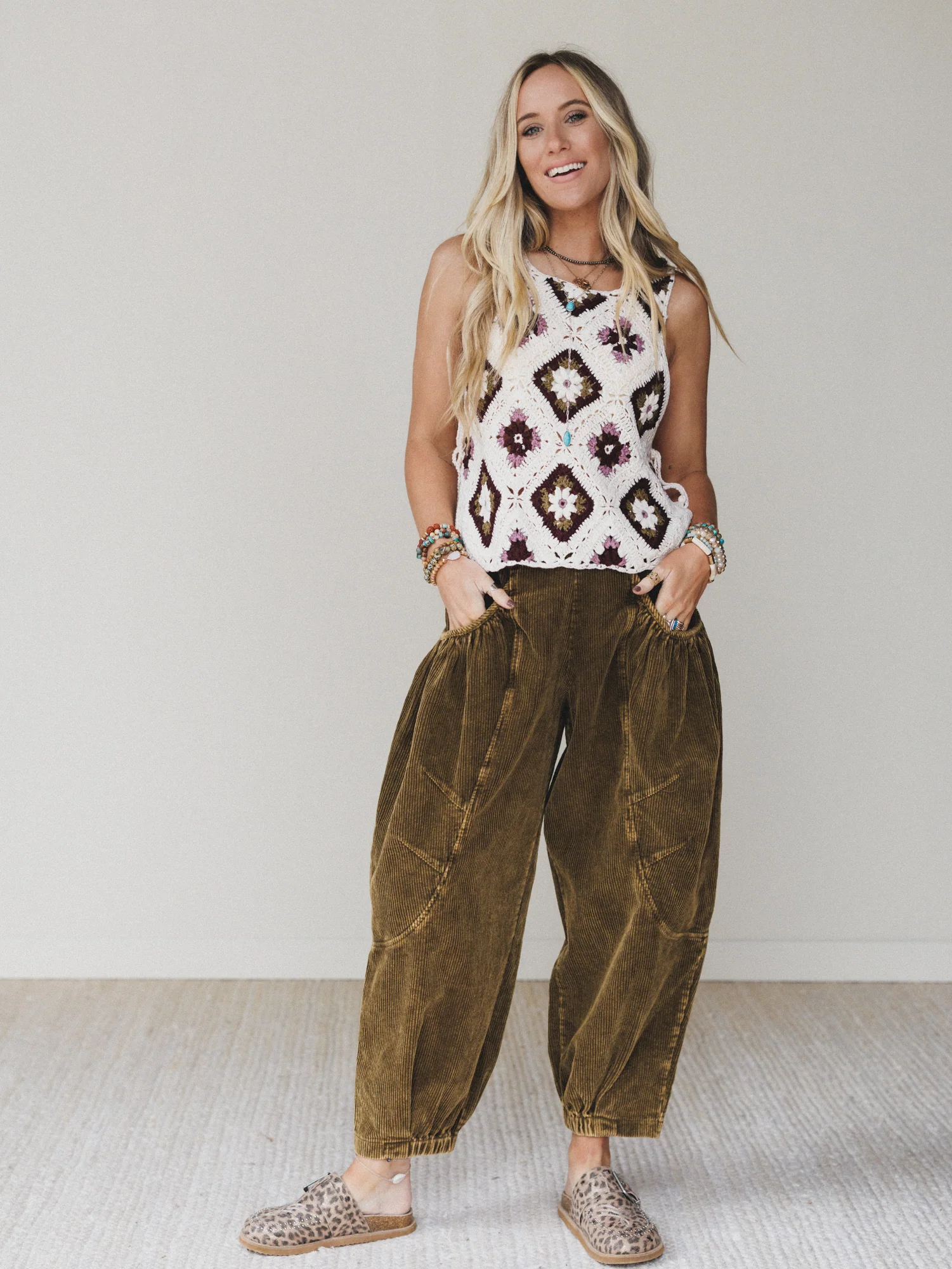 The Nest Nora Gathered Barrel Corduroy Pant - Olive - Image 3