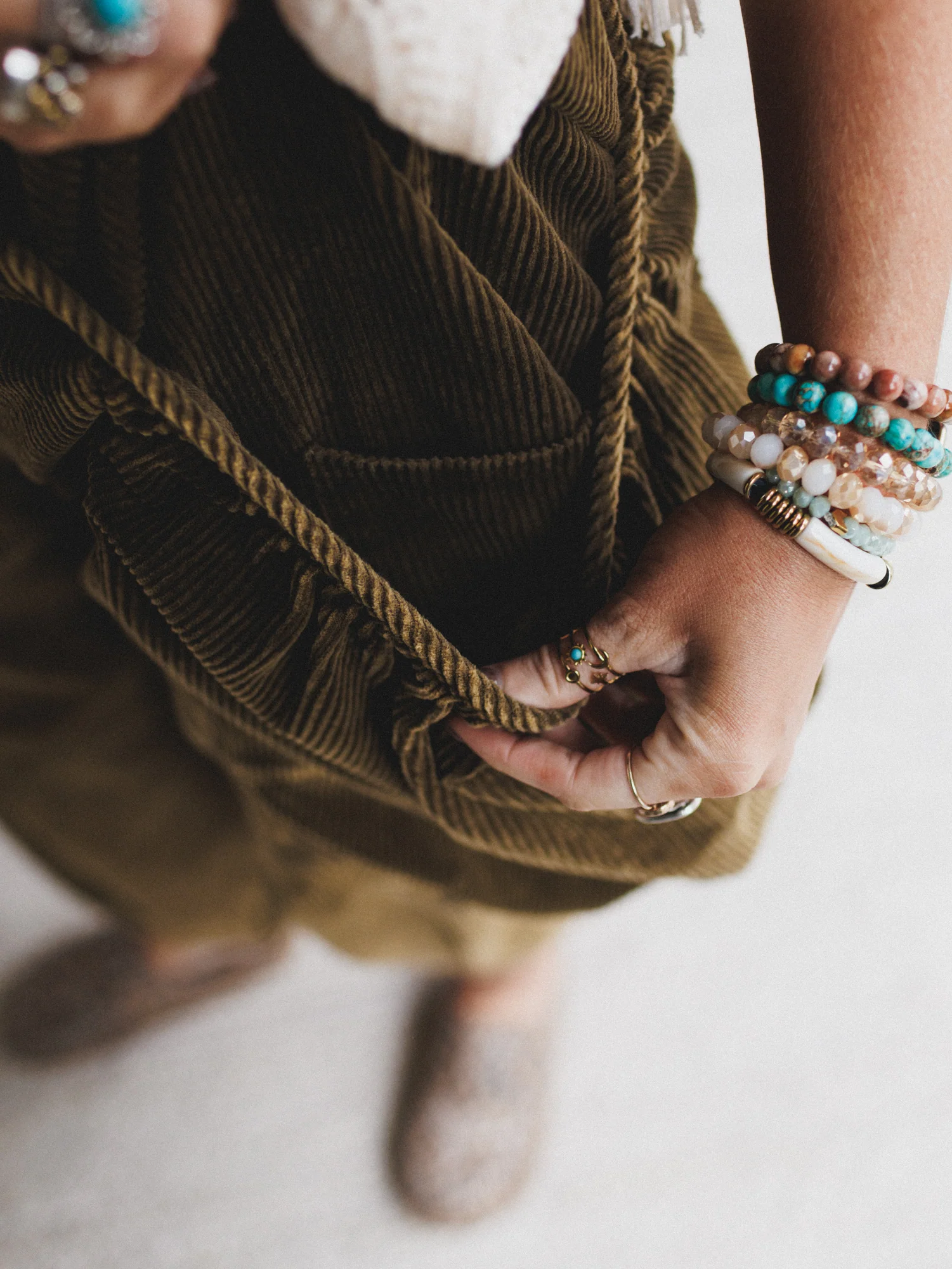 The Nest Nora Gathered Barrel Corduroy Pant - Olive - Image 4