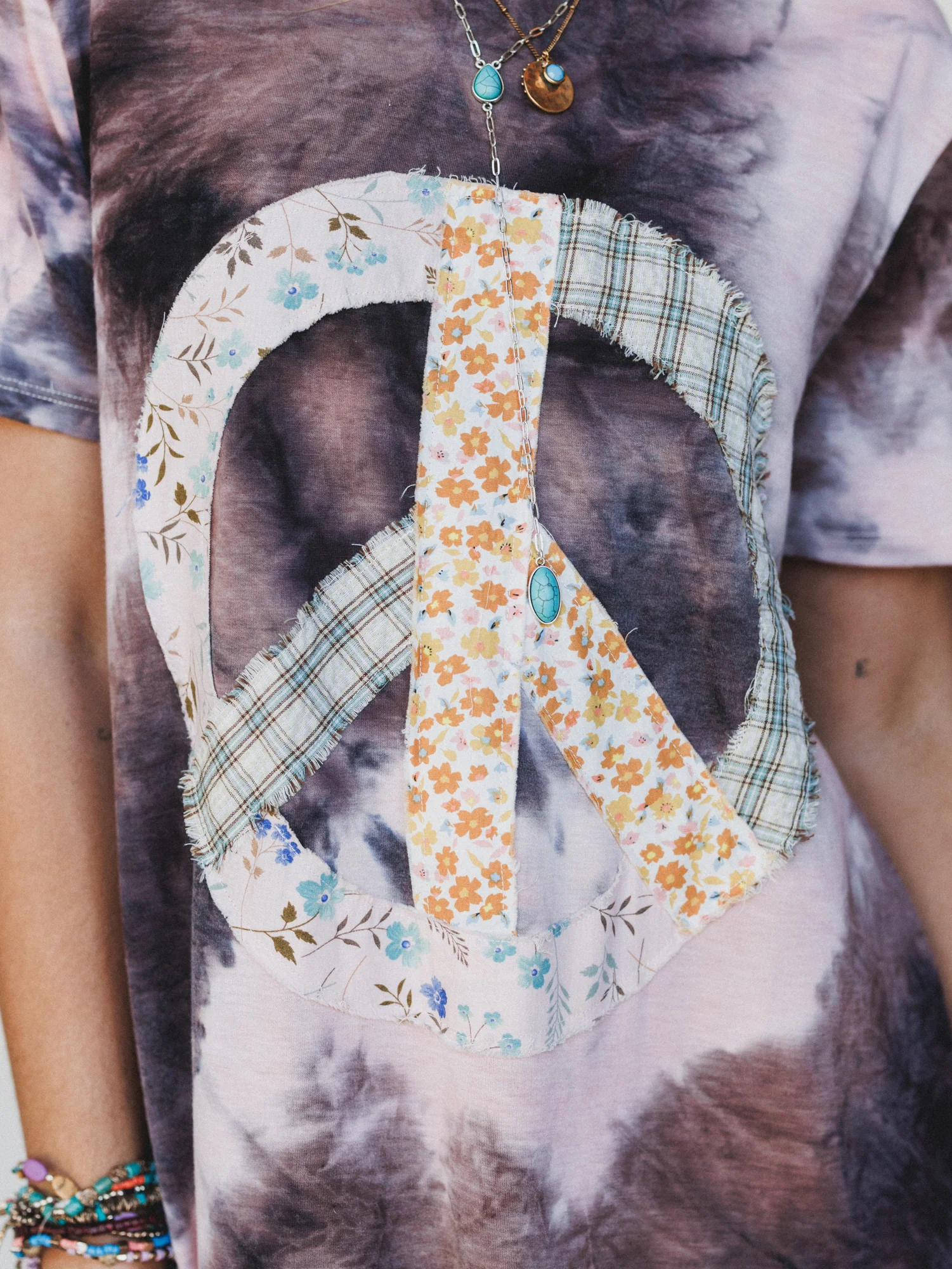 The Nest Peace And Tie Dye Tee Dress - Gray Multi Tie Dye - Image 2