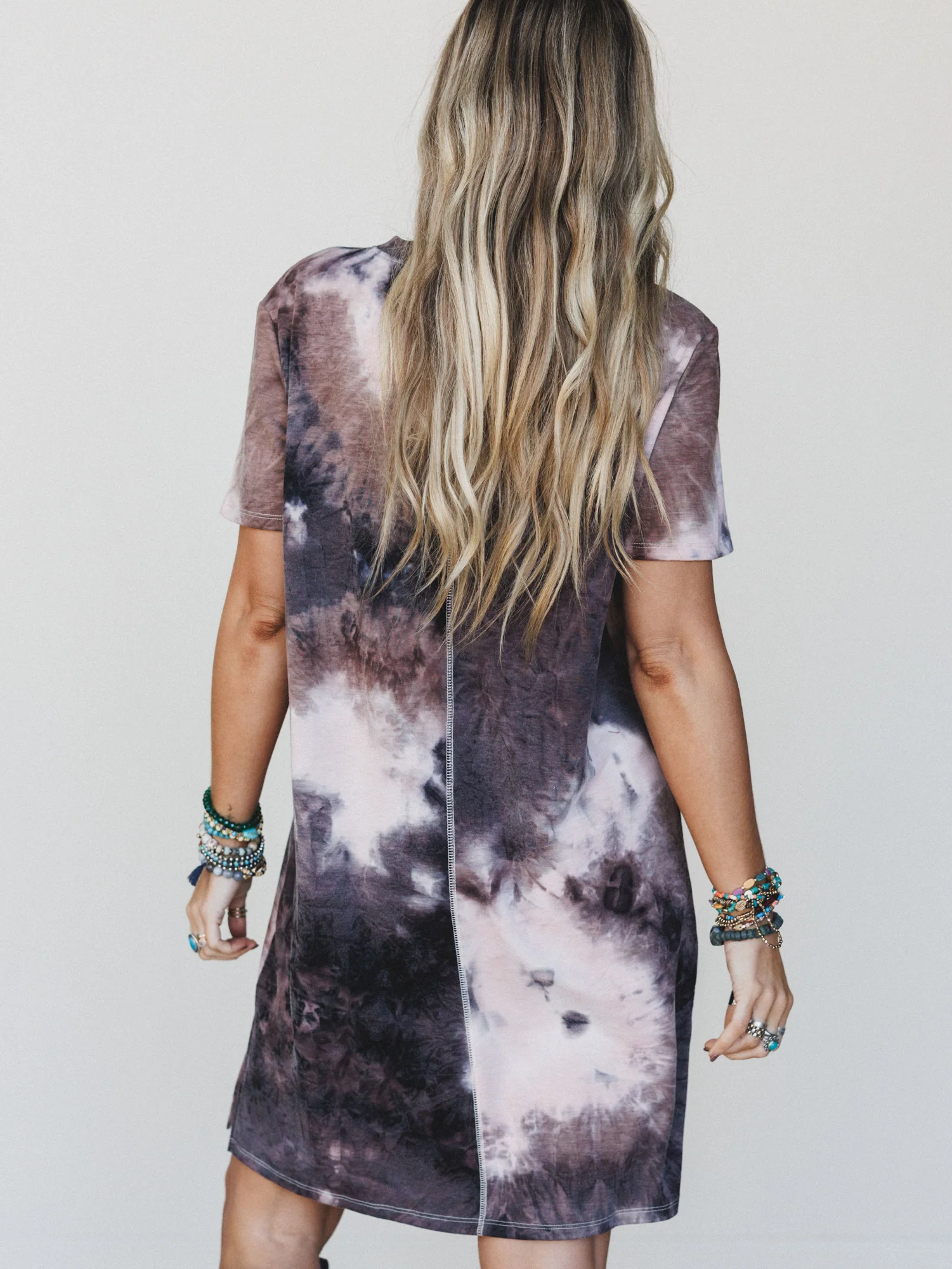 The Nest Peace And Tie Dye Tee Dress - Gray Multi Tie Dye - Image 5