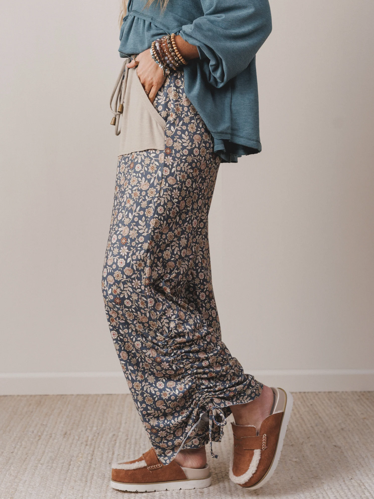 The Nest Pushing Daisies Drawstring Pants - Charcoal - Image 2