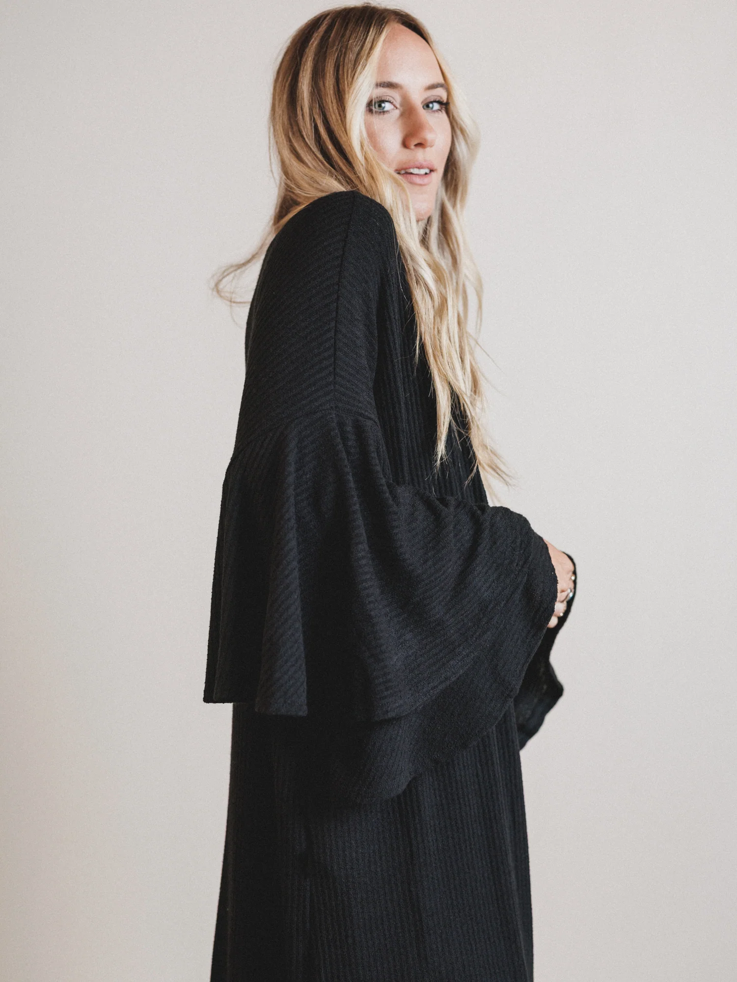 The Nest Radiant Ruffles Duster Cardigan - Black - Image 4