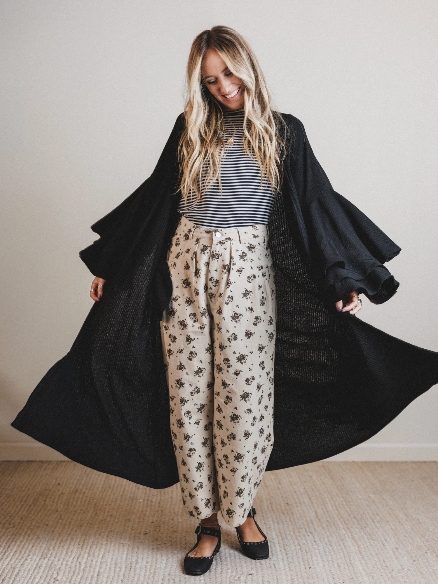 The Nest Radiant Ruffles Duster Cardigan - Black - Image 5