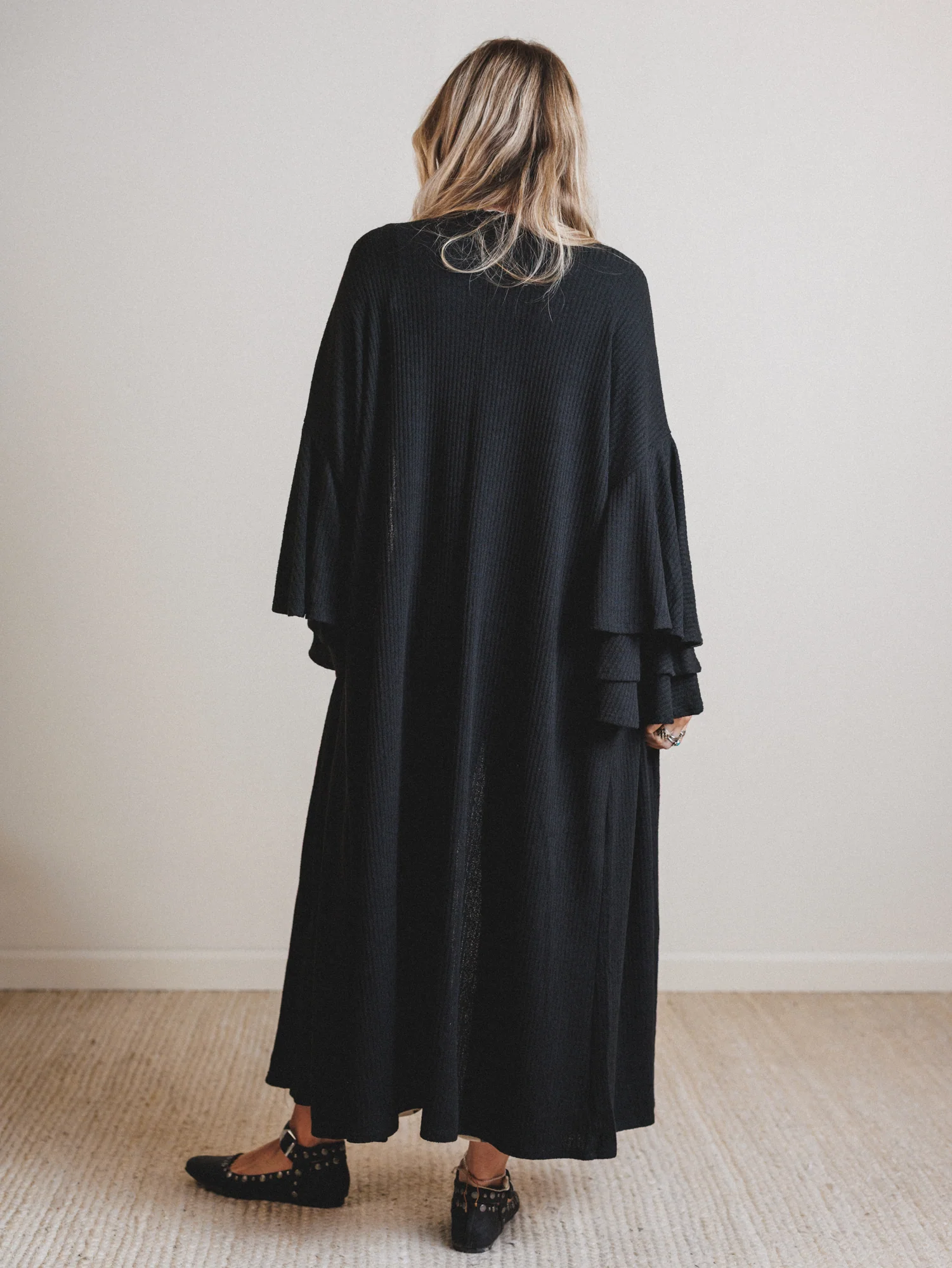 The Nest Radiant Ruffles Duster Cardigan - Black - Image 6