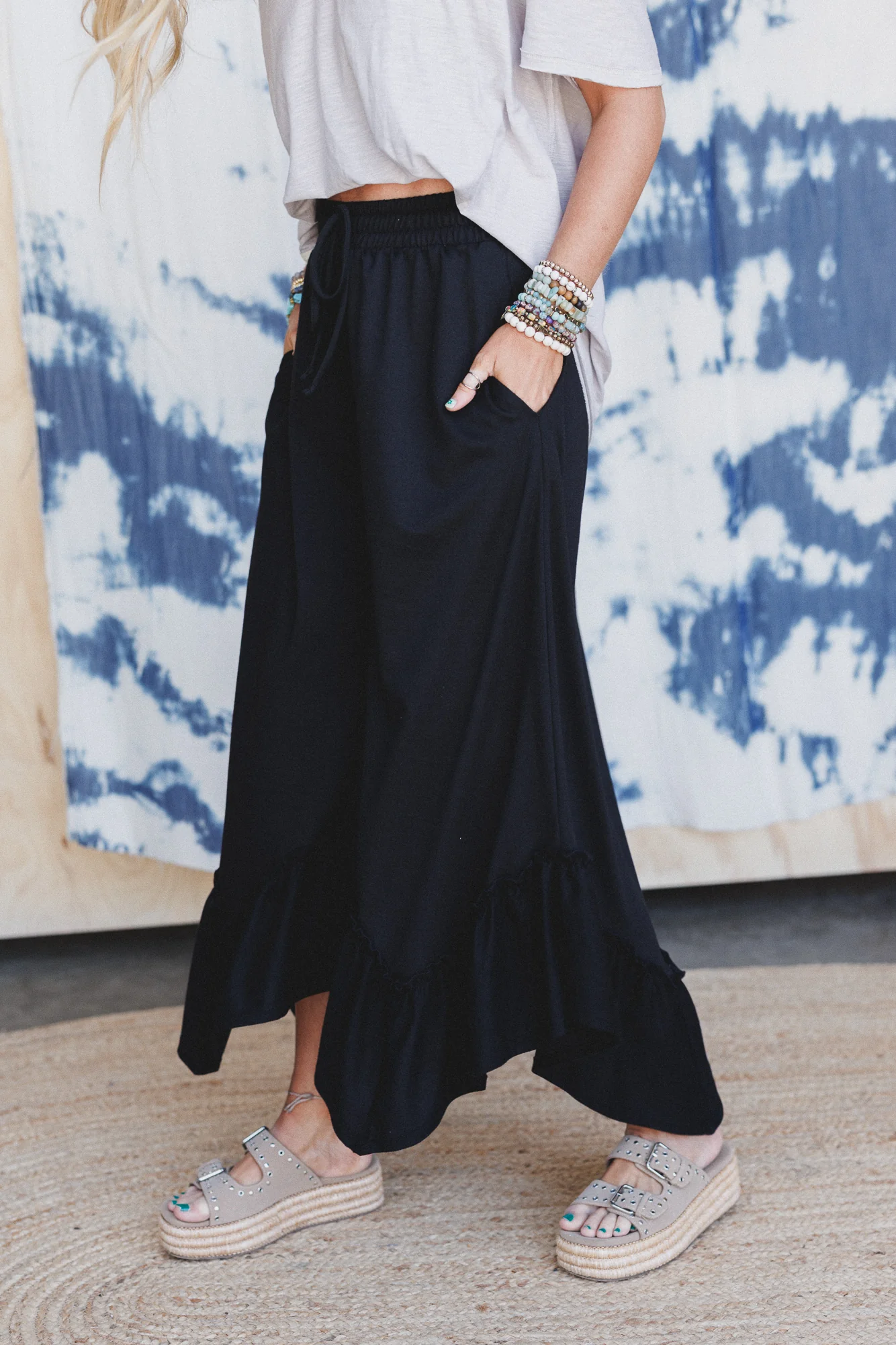 The Nest Serene Flow Ruffled Pants - Black - Image 2