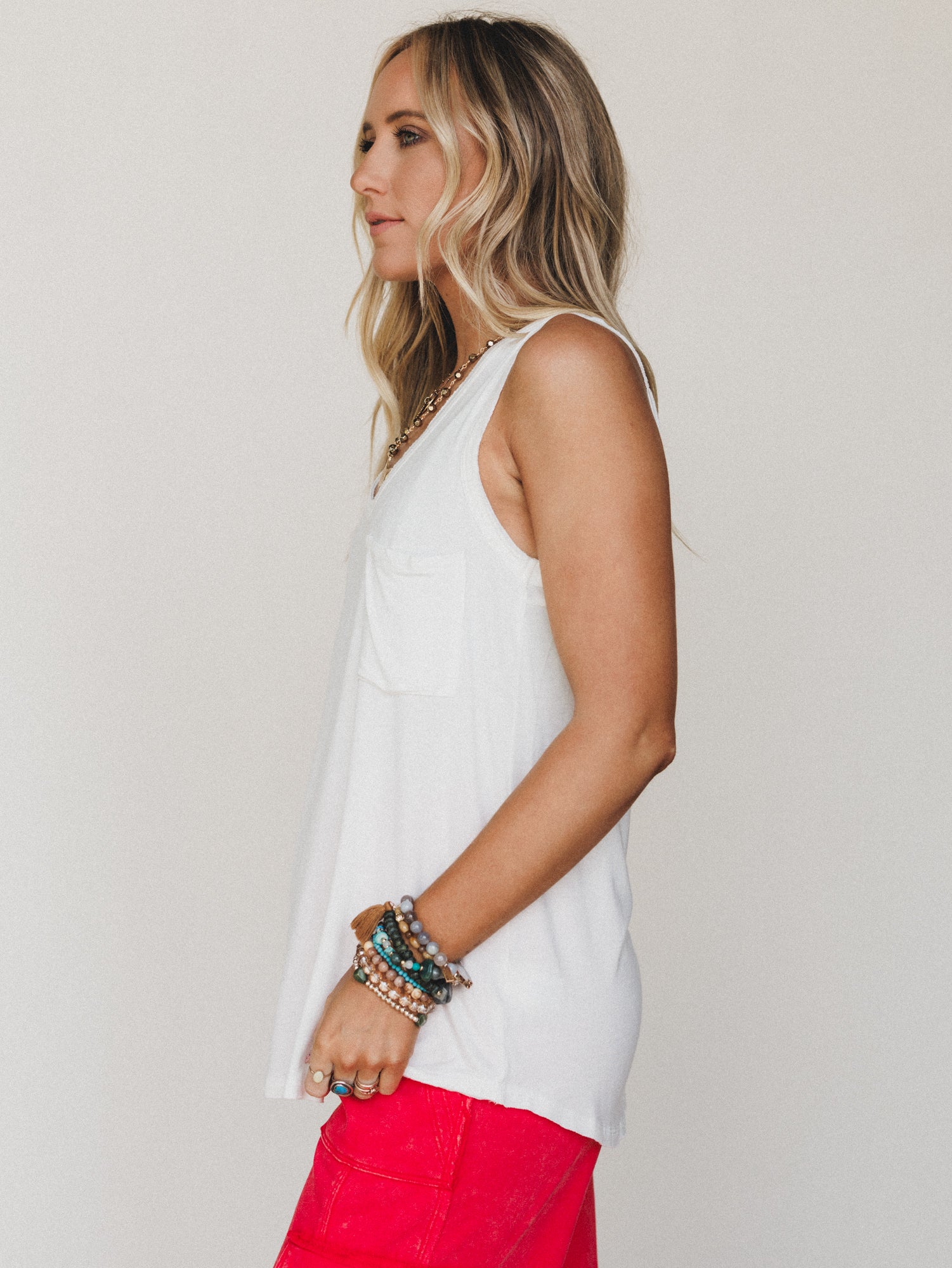 The Nest Shelli Scoop Neck Tank Top - Ivory - Pre Order - Image 2