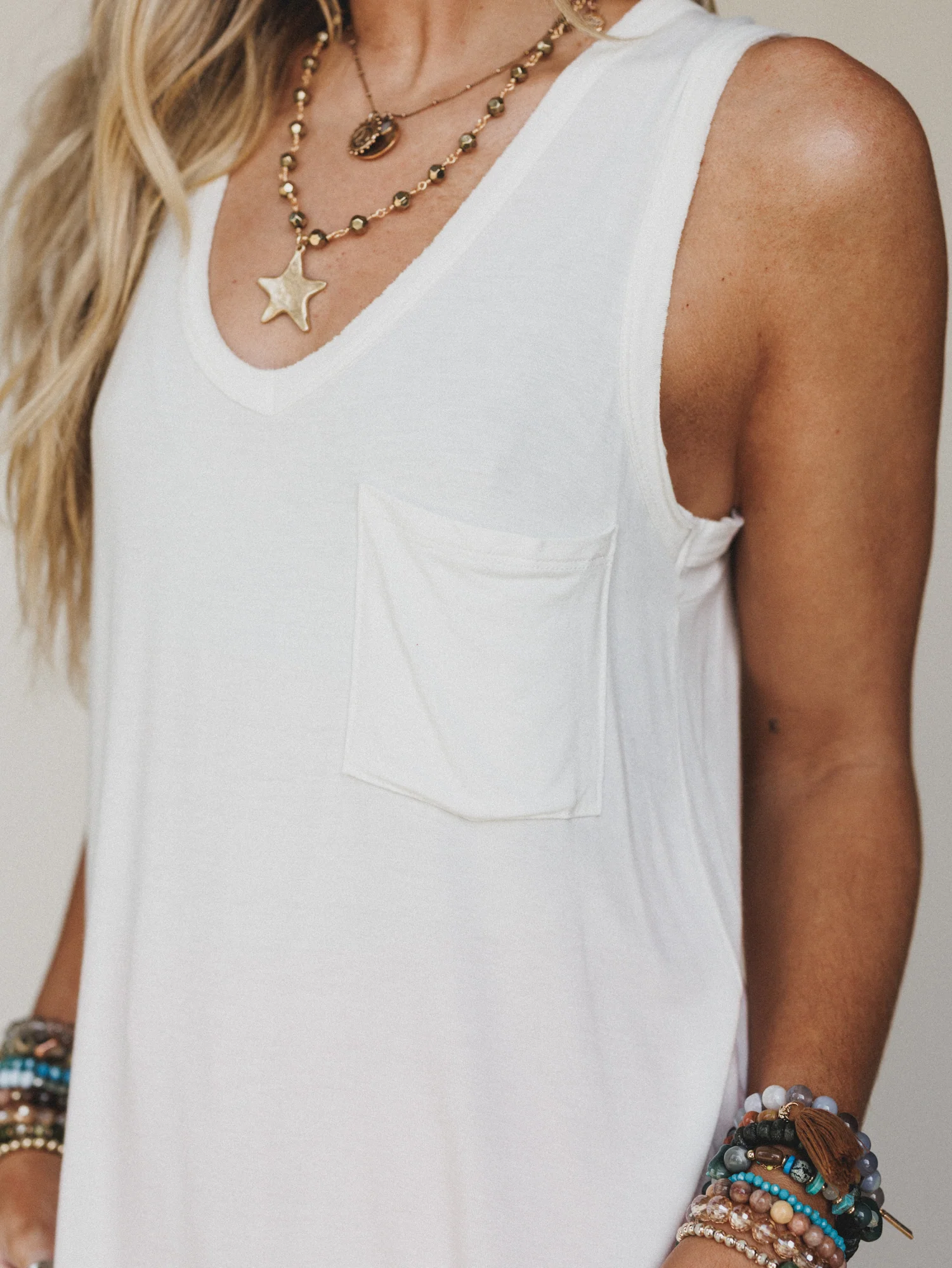 The Nest Shelli Scoop Neck Tank Top - Ivory - Pre Order - Image 3