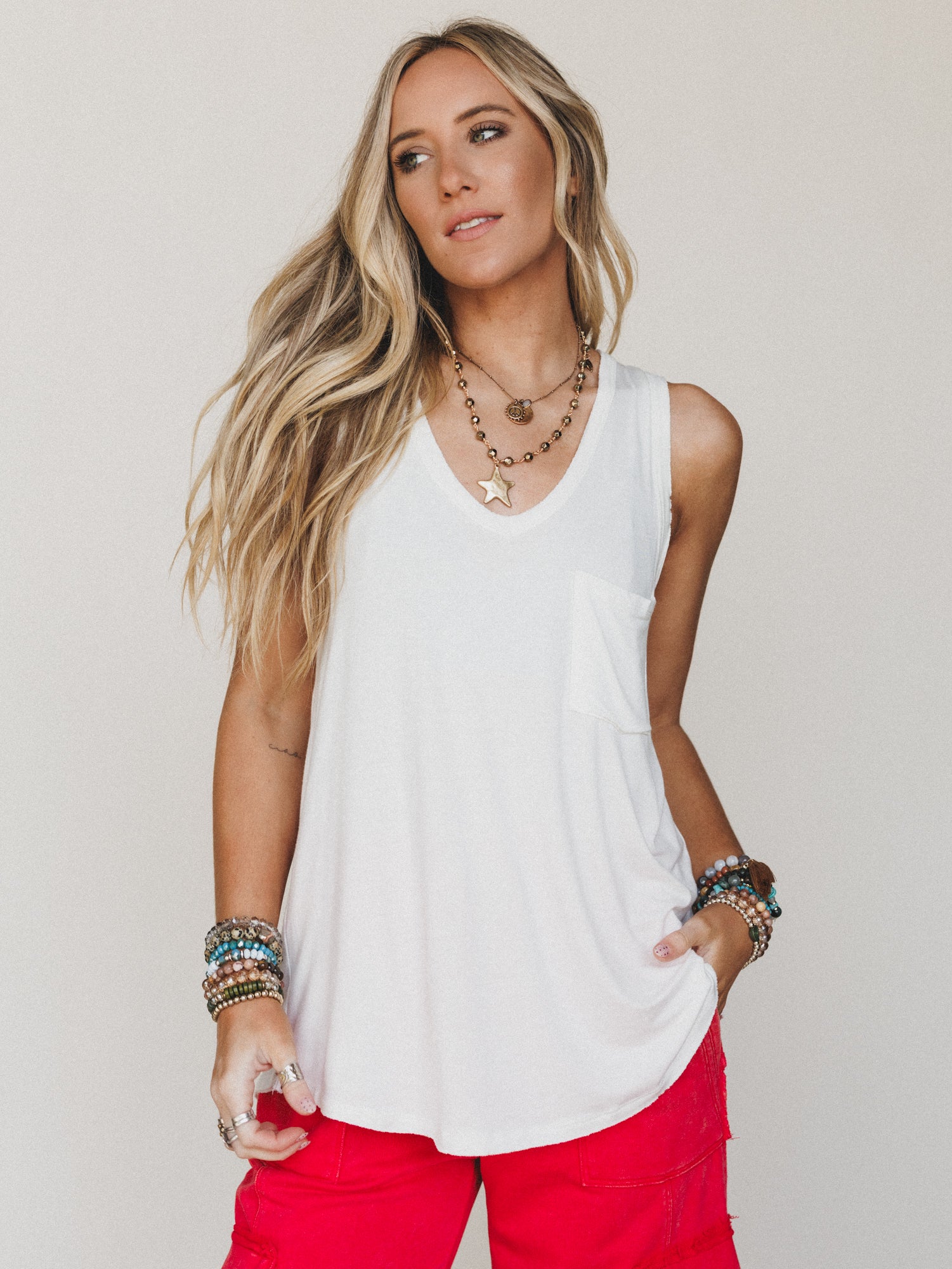 The Nest Shelli Scoop Neck Tank Top - Ivory - Pre Order - Image 5