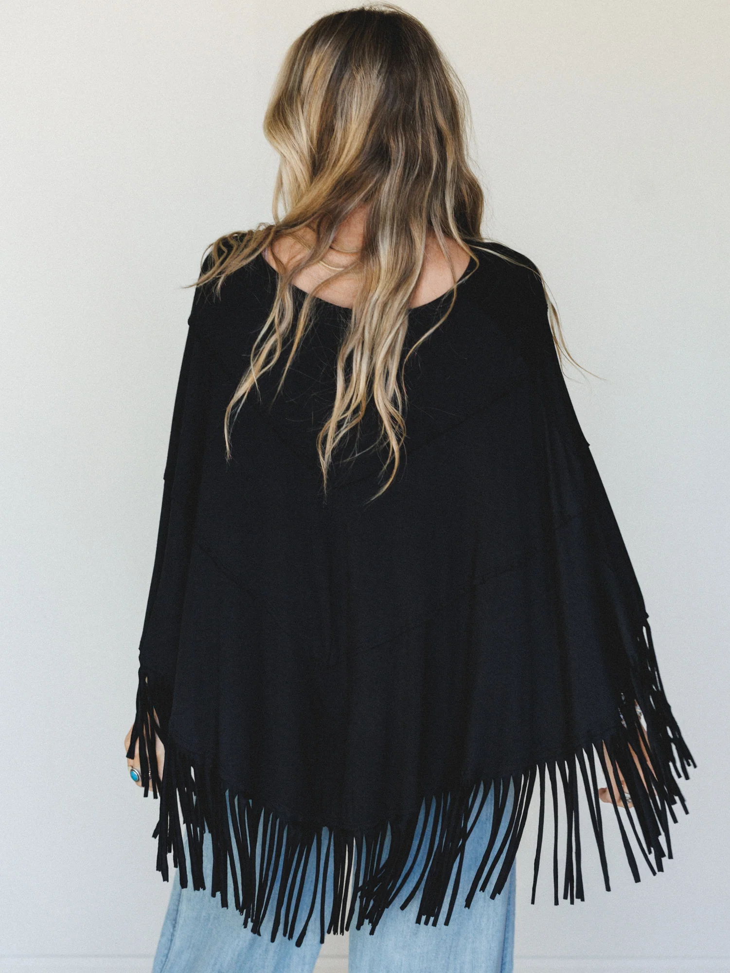 The Nest Showstopper Fringe Poncho - Black - Image 7