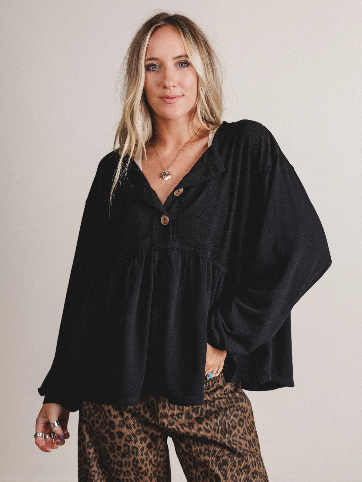 The Nest Sweet Nothings Long Sleeve Top - Black - Image 6