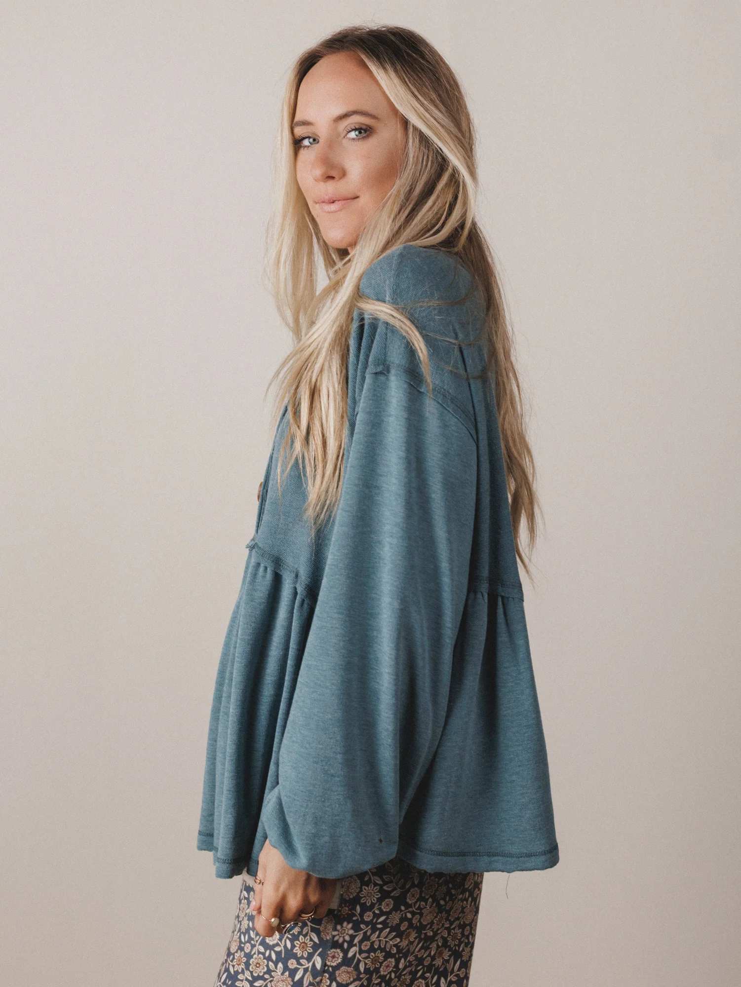 The Nest Sweet Nothings Long Sleeve Top - Teal - Image 4
