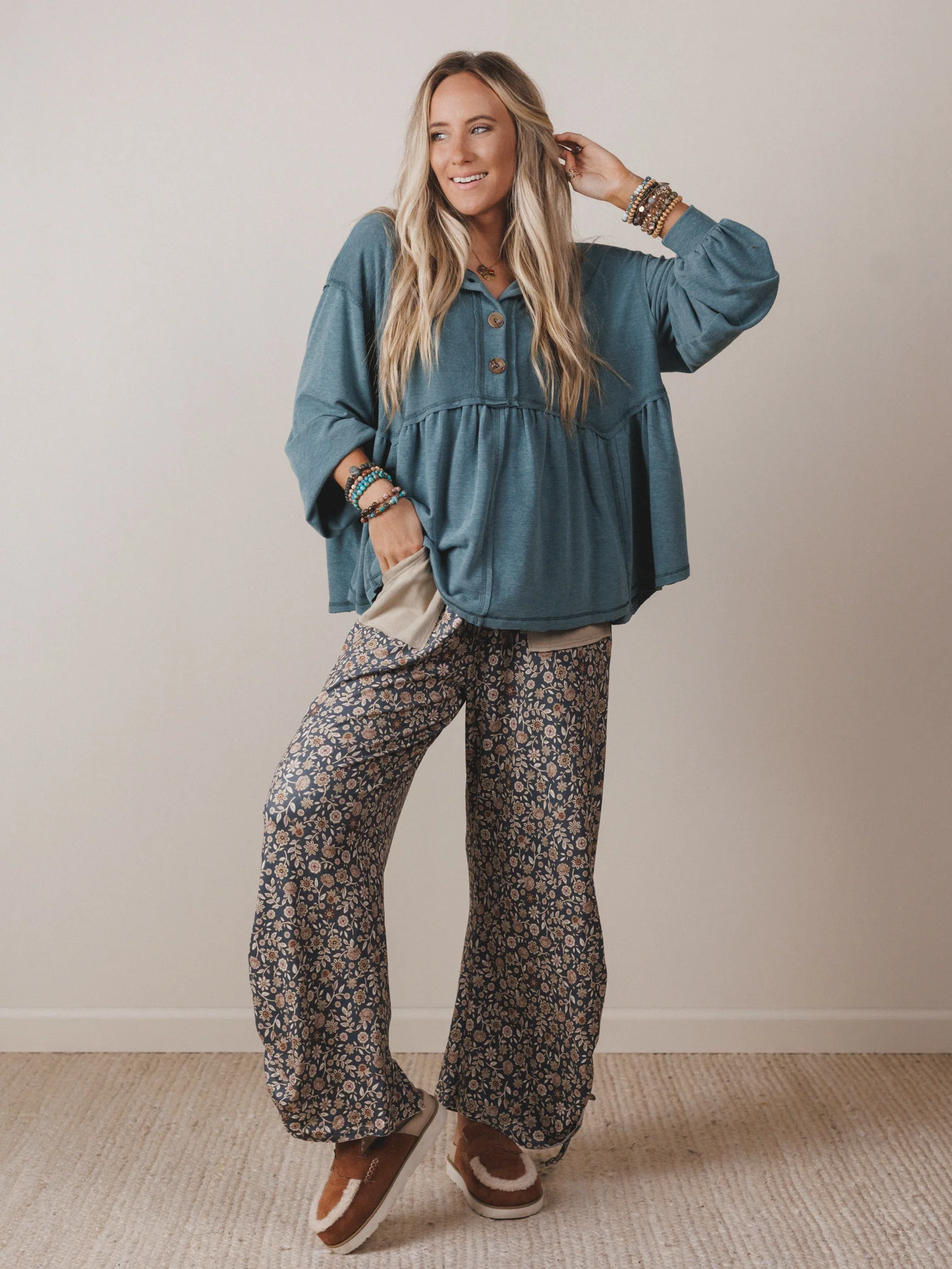 The Nest Sweet Nothings Long Sleeve Top - Teal - Image 5
