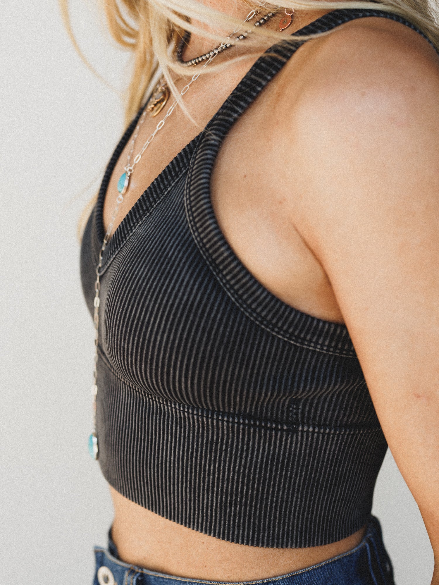 The Only One Ribbed Bralette - Black - Image 2