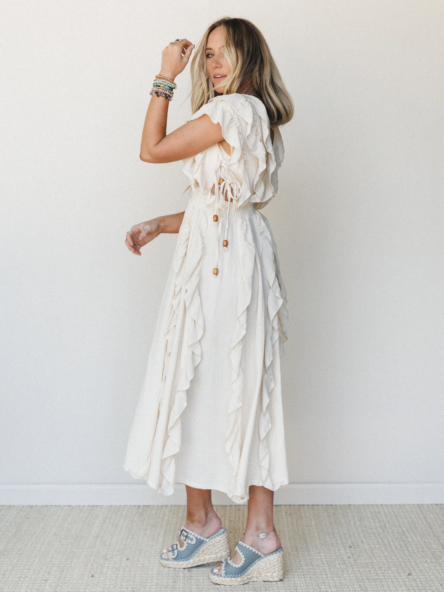 Thrills and Frills Ruffle Maxi Dress - Ivory - Image 2