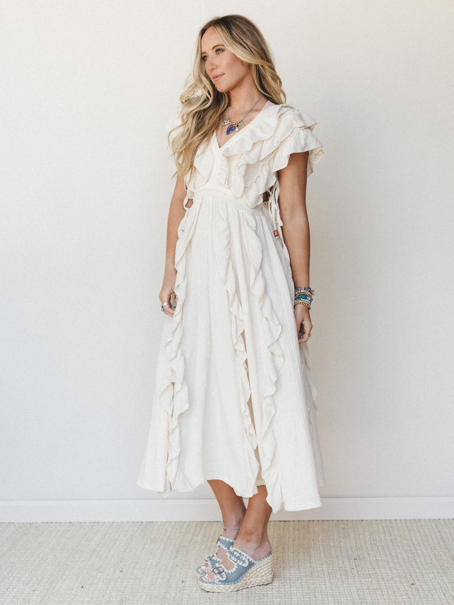 Thrills and Frills Ruffle Maxi Dress - Ivory - Image 5