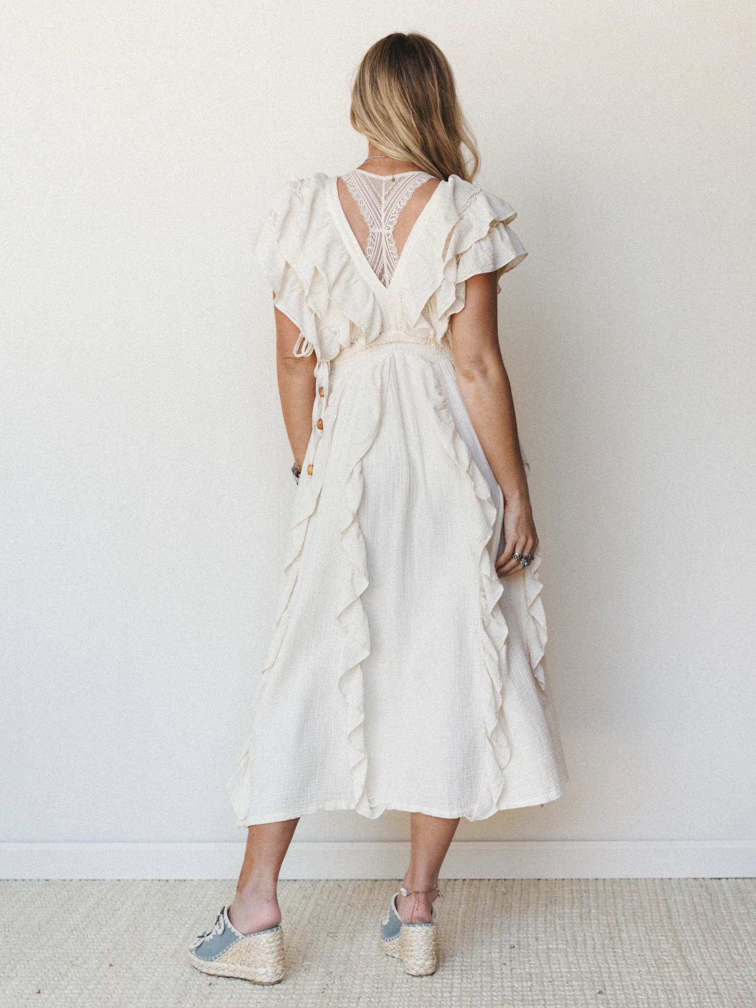 Thrills and Frills Ruffle Maxi Dress - Ivory - Image 6